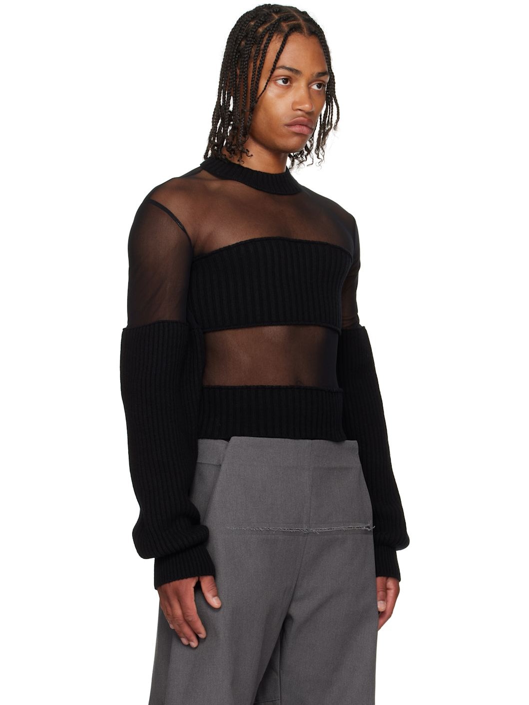 Black Mesh Cut Out Details Top - 2