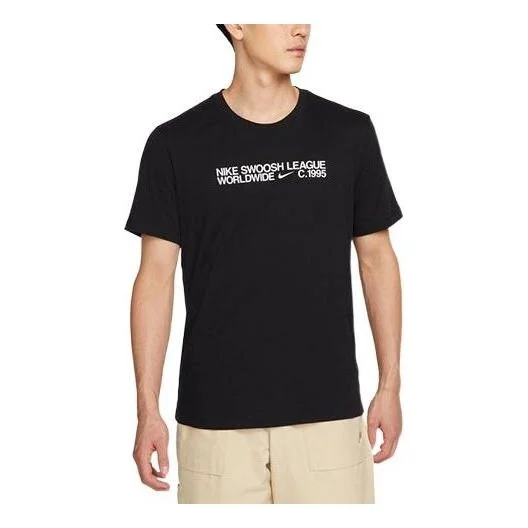Men's Nike Contrasting Colors Logo Alphabet Pattern Printing Round Neck Casual Short Sleeve Black T- - 1
