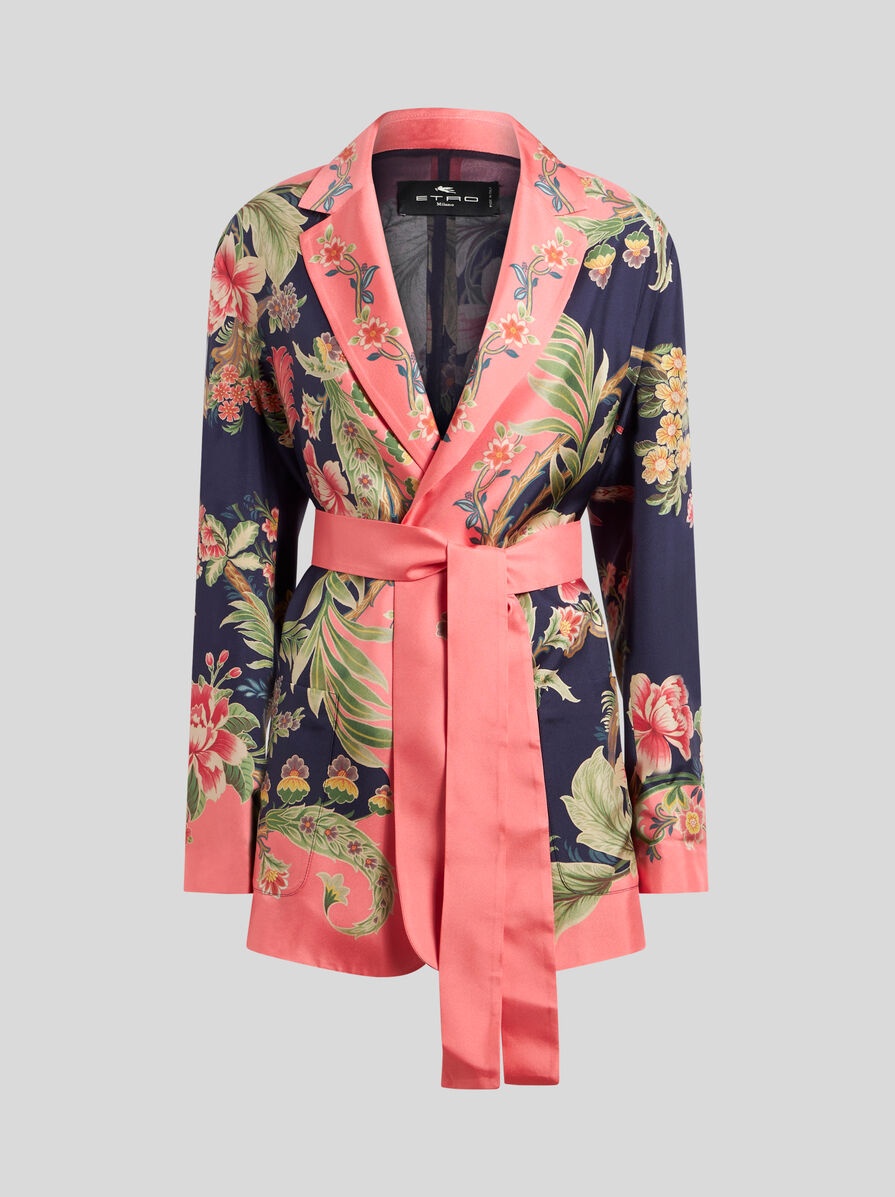 PRINTED SILK WRAPAROUND JACKET - 1