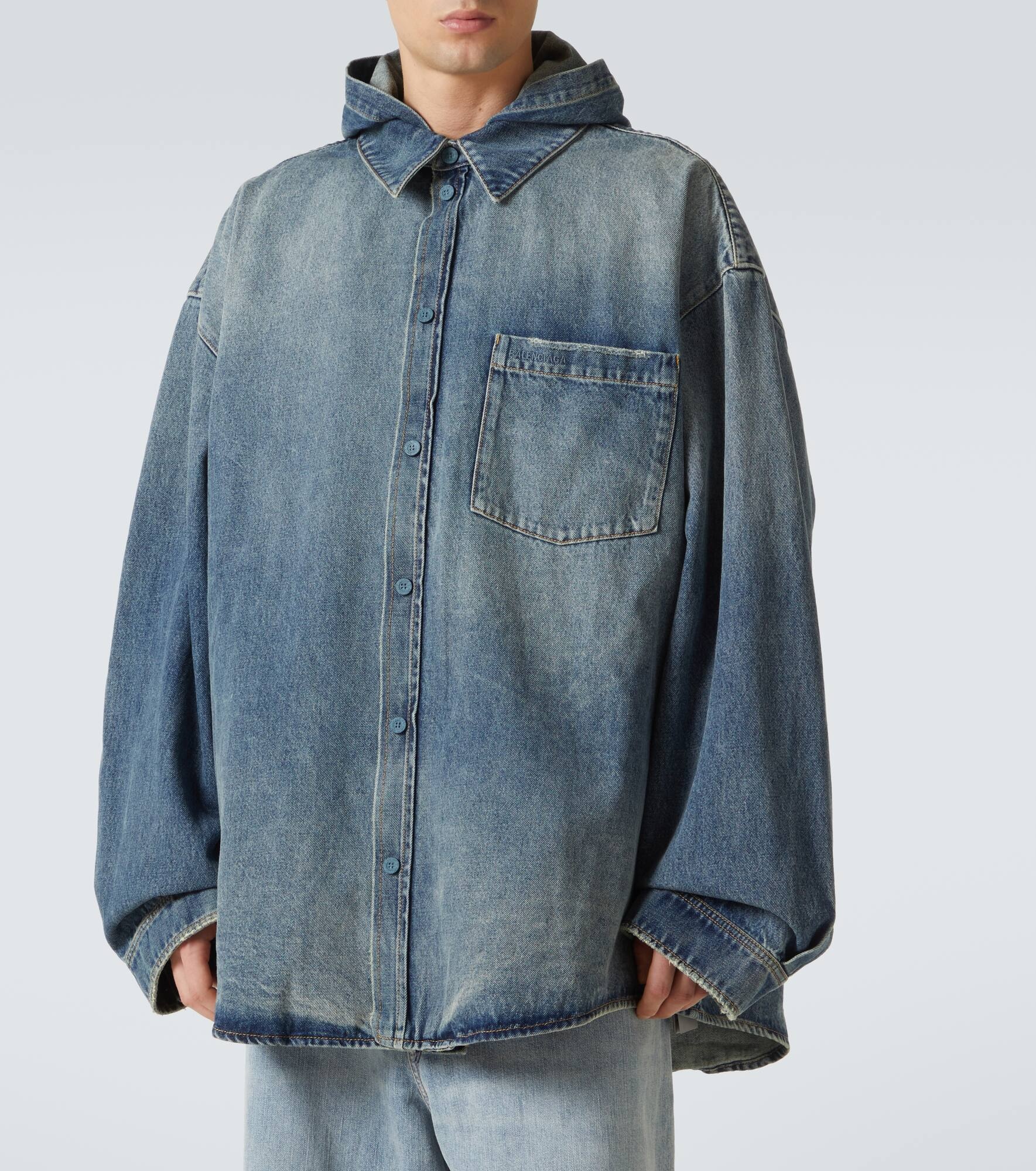 Hooded denim overshirt - 3