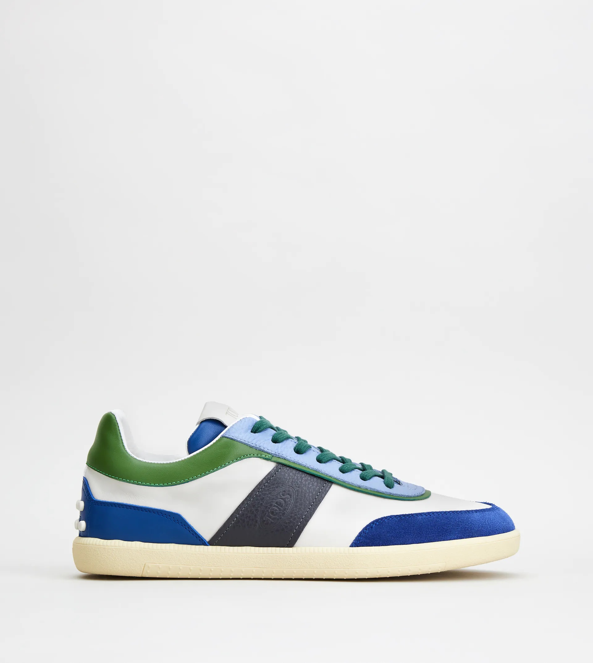 TOD'S TABS SNEAKERS IN LEATHER - BLUE, GREEN, GREY - 1