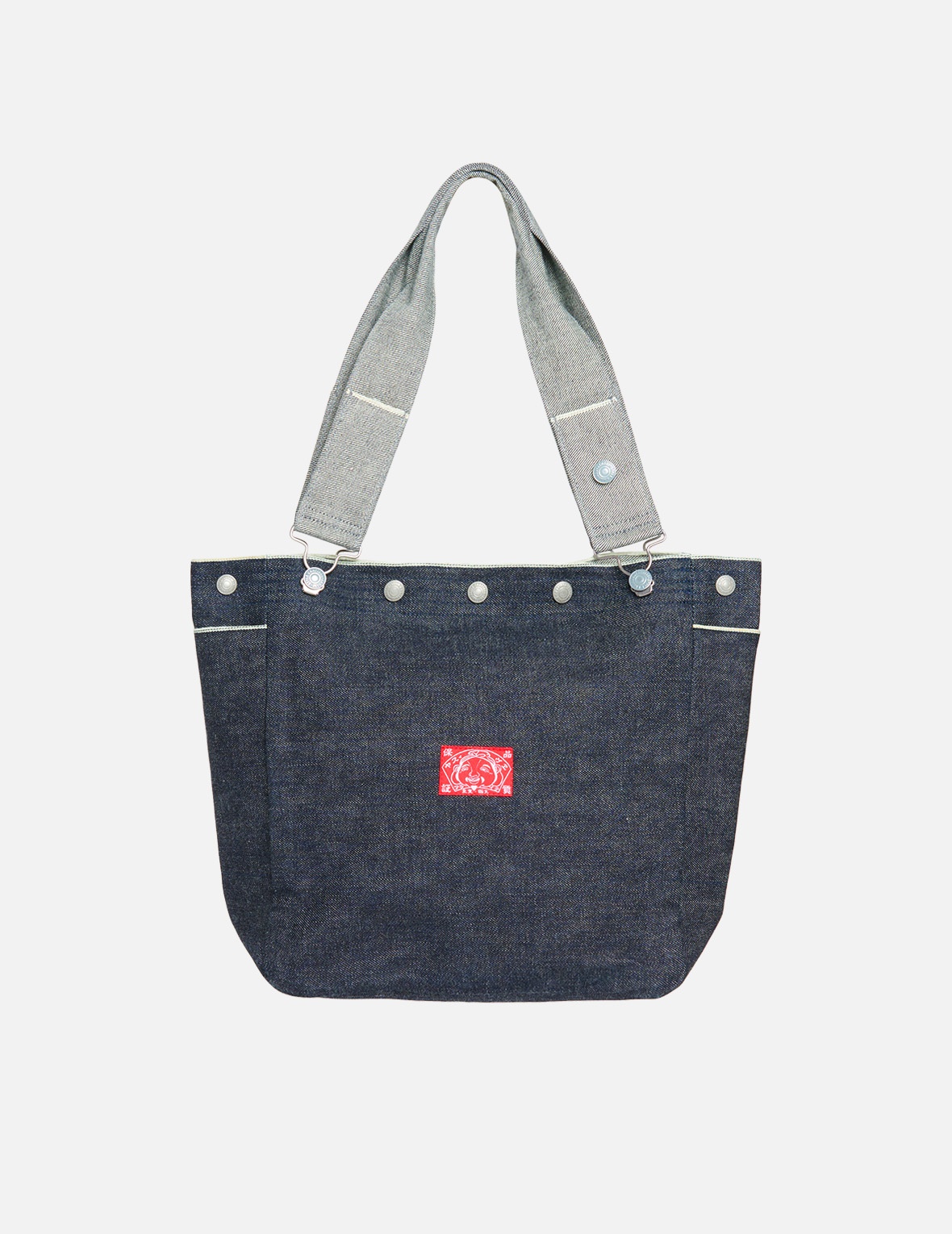 SEAGULL EMBROIDERED POCKET TWO-WAY MEDIUM DENIM TOTE BAG - 2