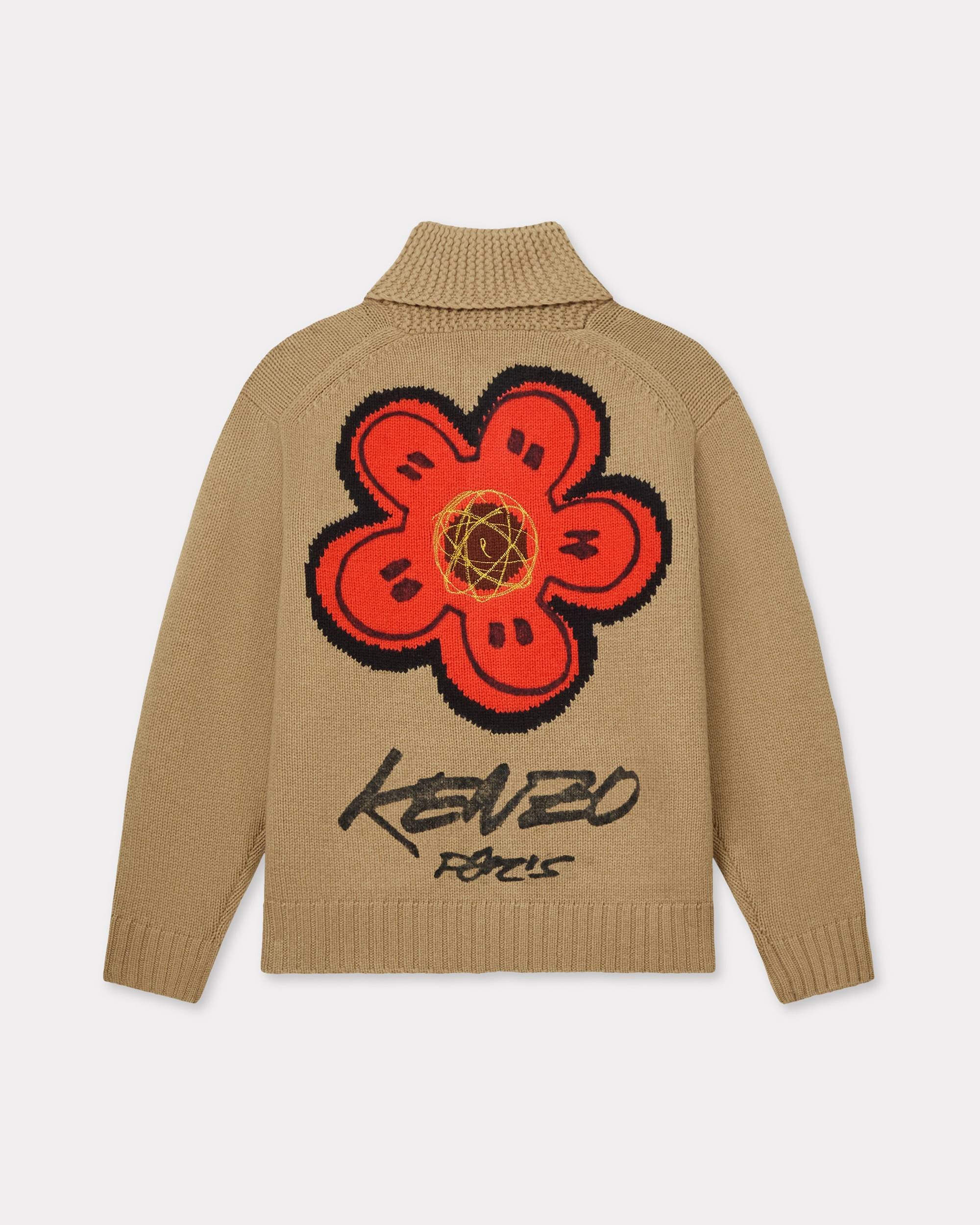 'Kenzo x Futura 2000' zipped knitted cardigan in wool - 2