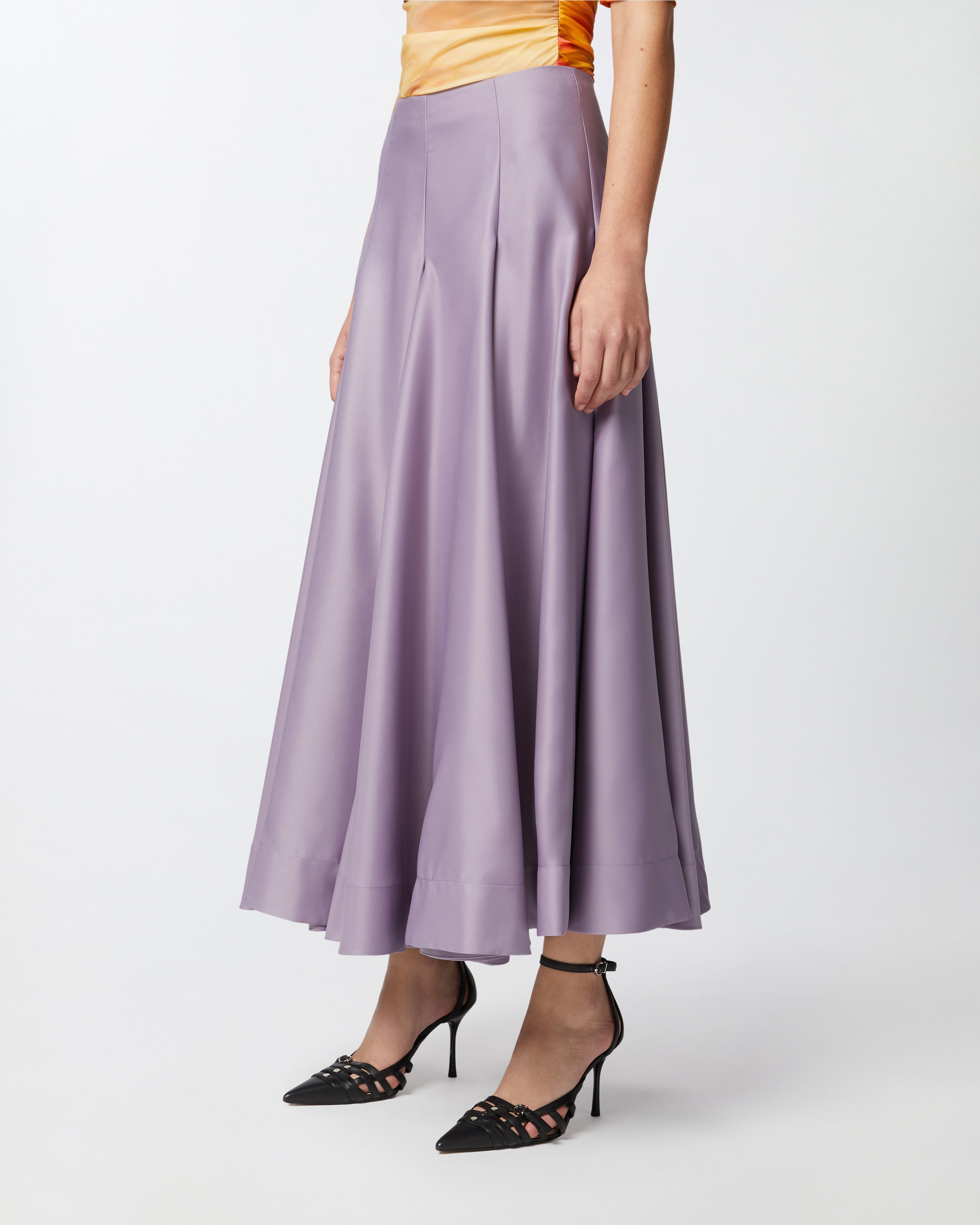 ELEGANT PLEATED SKIRT IN SHINY DUCHESSE - 3