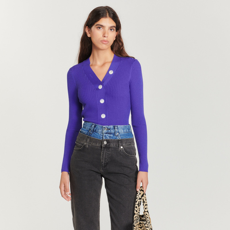 Sandro Fine ribbed knit cardigan outlook