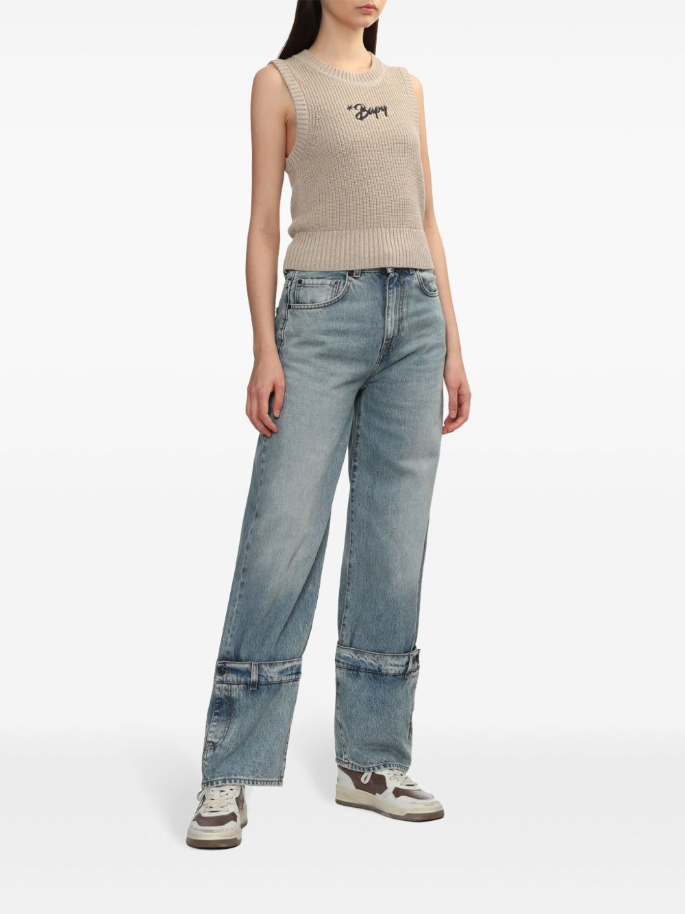 logo-patch straight jeans - 2