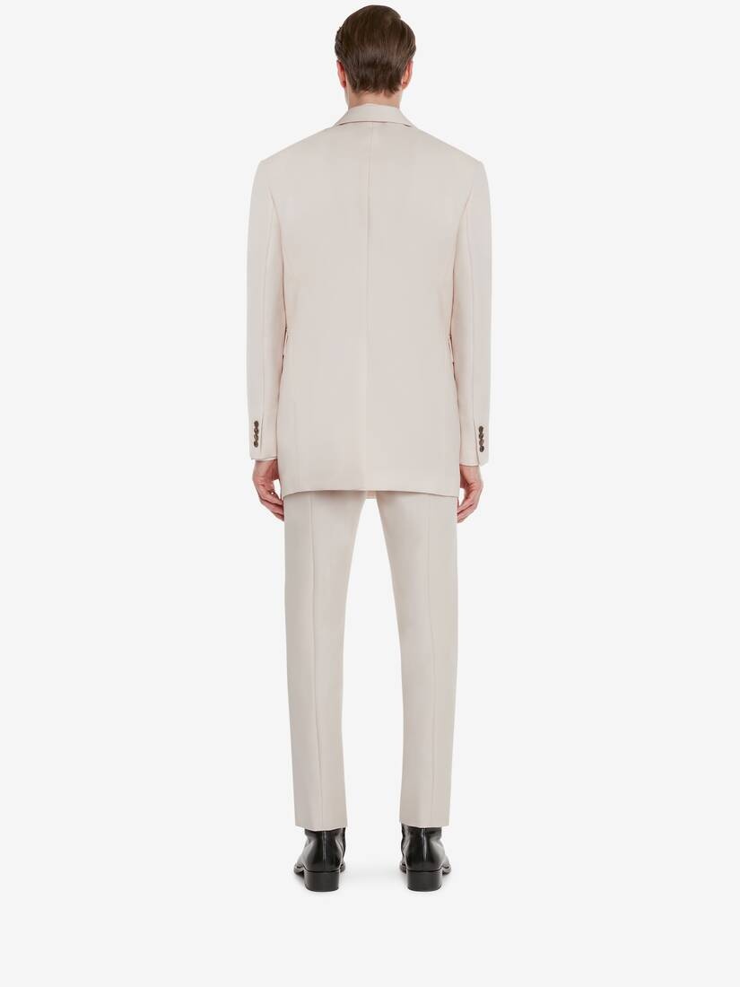 Men's Wool Mohair Double-breasted Jacket in Courtney Pink - 4