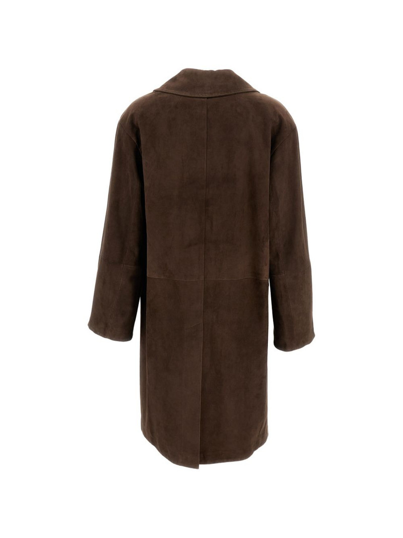 'S Max Mara Ortensia lapel-collar suede coat outlook