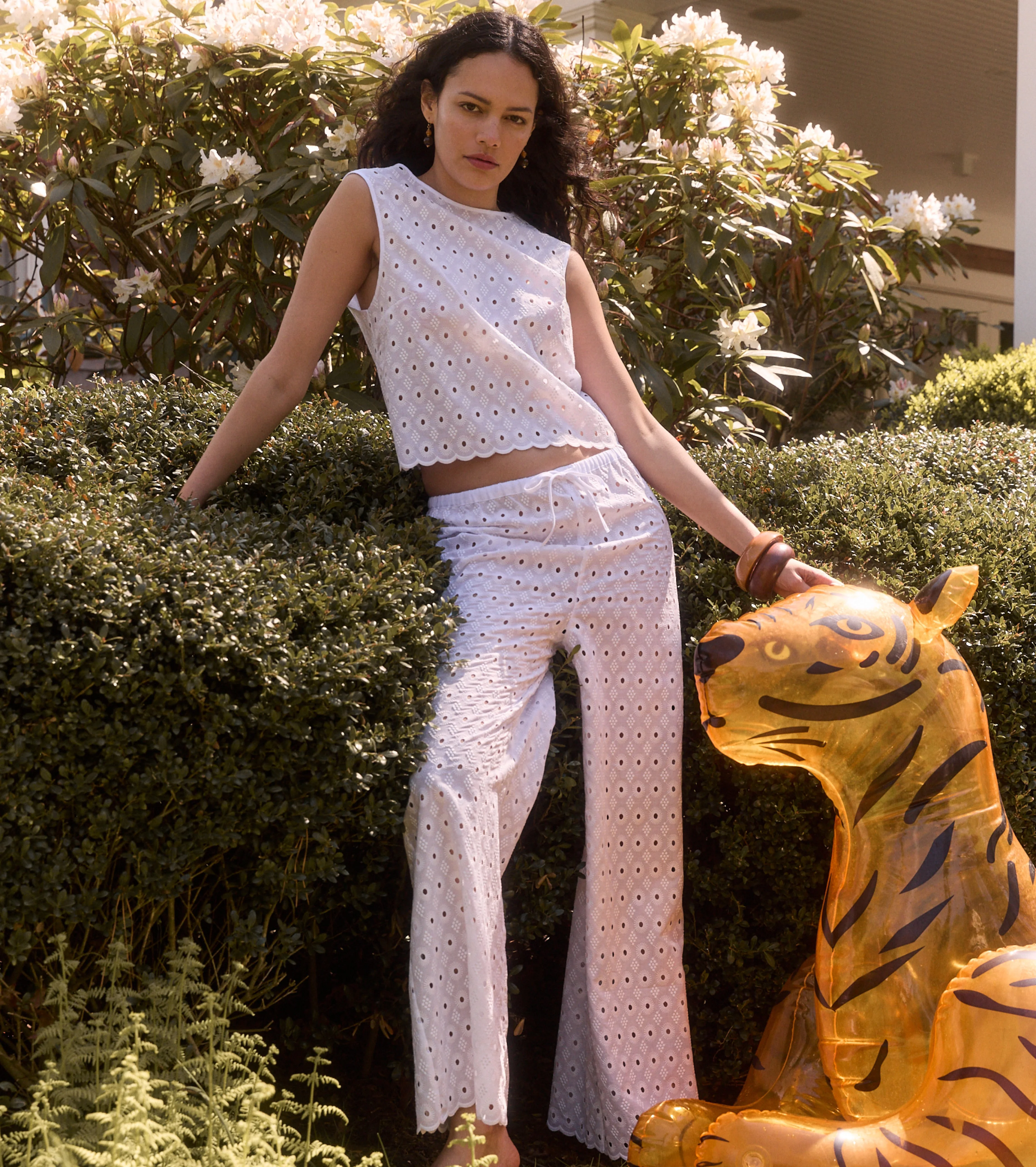 The Giovanna Pant - White Diamond Eyelet - 1