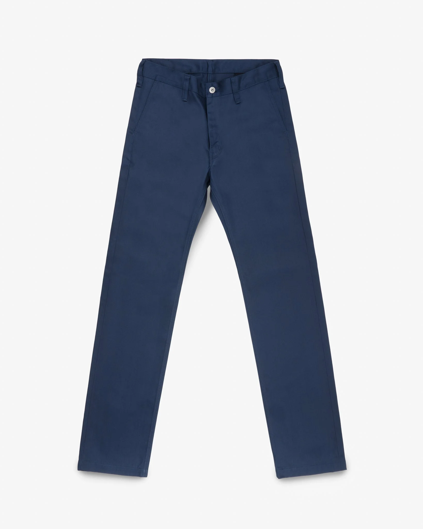 IH-717-NAV 9OZ MERCERISED SELVEDGE COTTON STRAIGHT CUT CHINOS - NAVY - 1