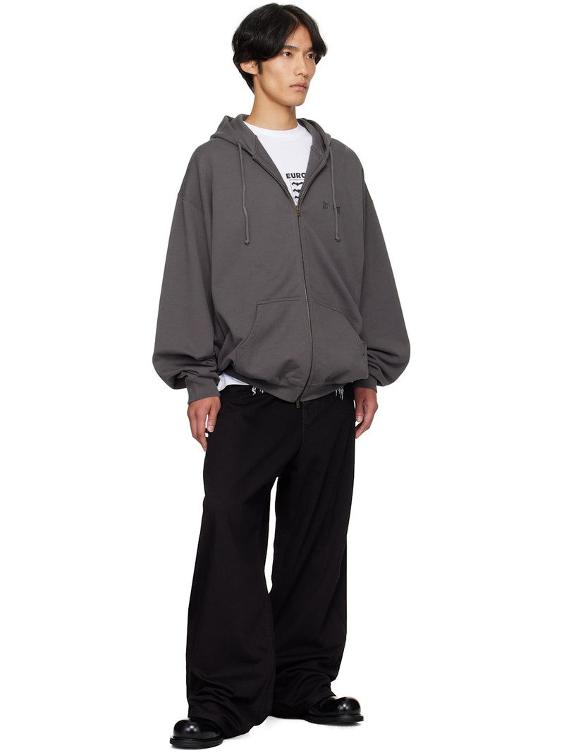VETEMENTS Gray Boxing Logo Oversized Zip-Up Hoodie outlook