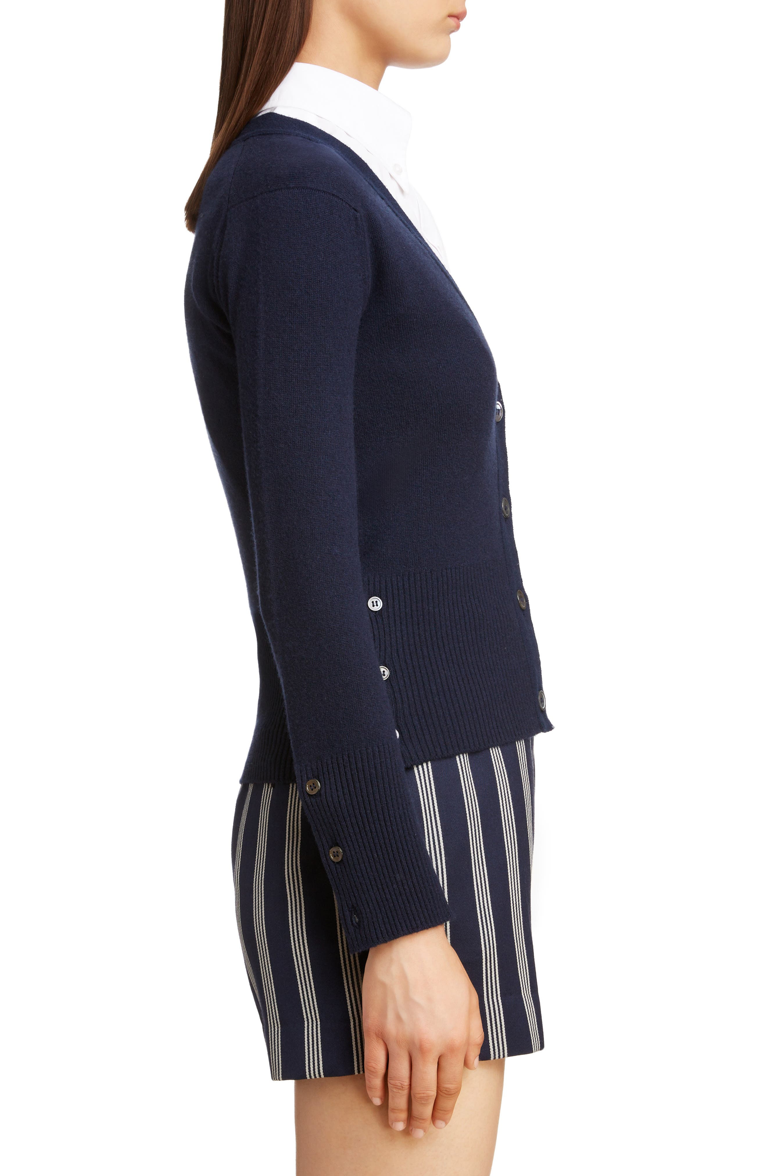 Thom Browne Classic V-Neck Cashmere Cardigan in Navy at Nordstrom - 3