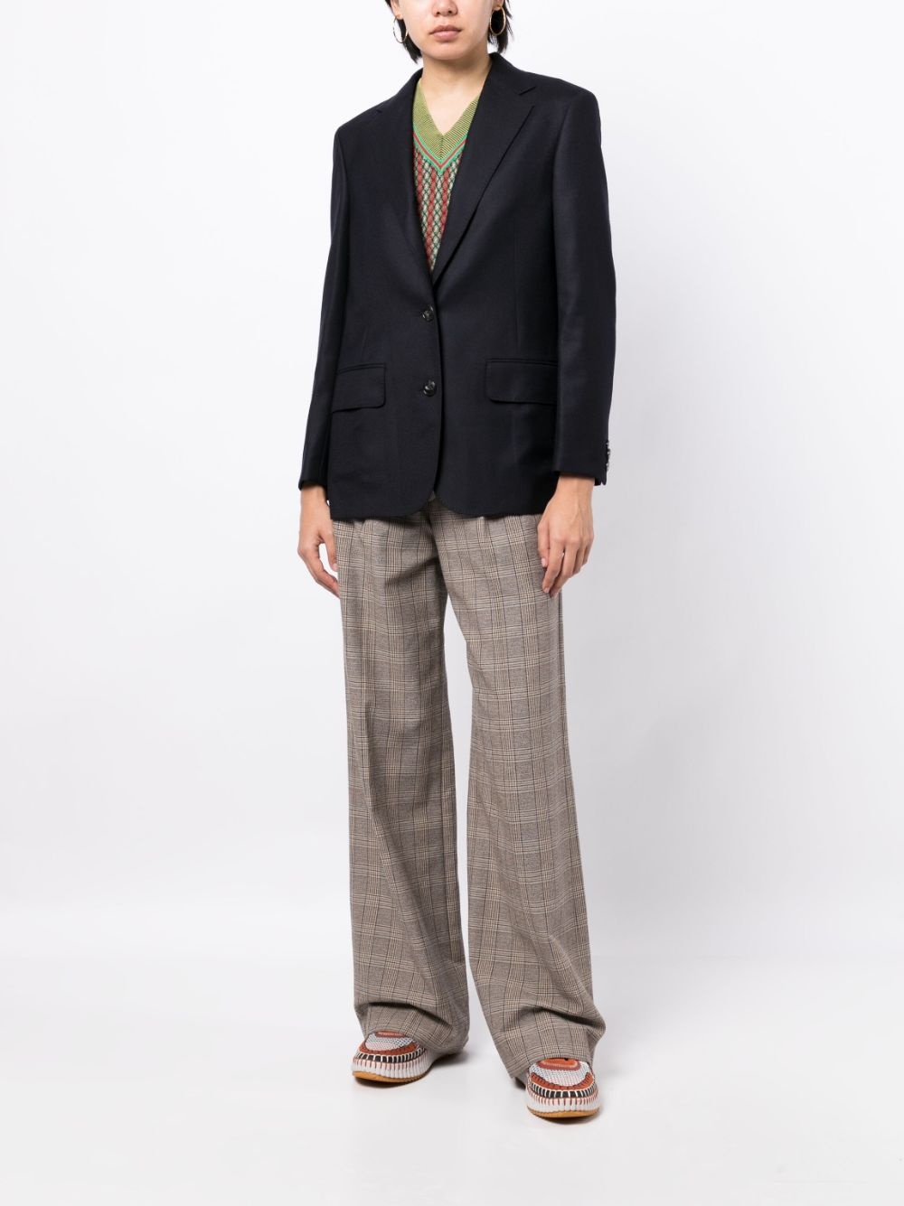 knitted-back single-breasted blazer - 3