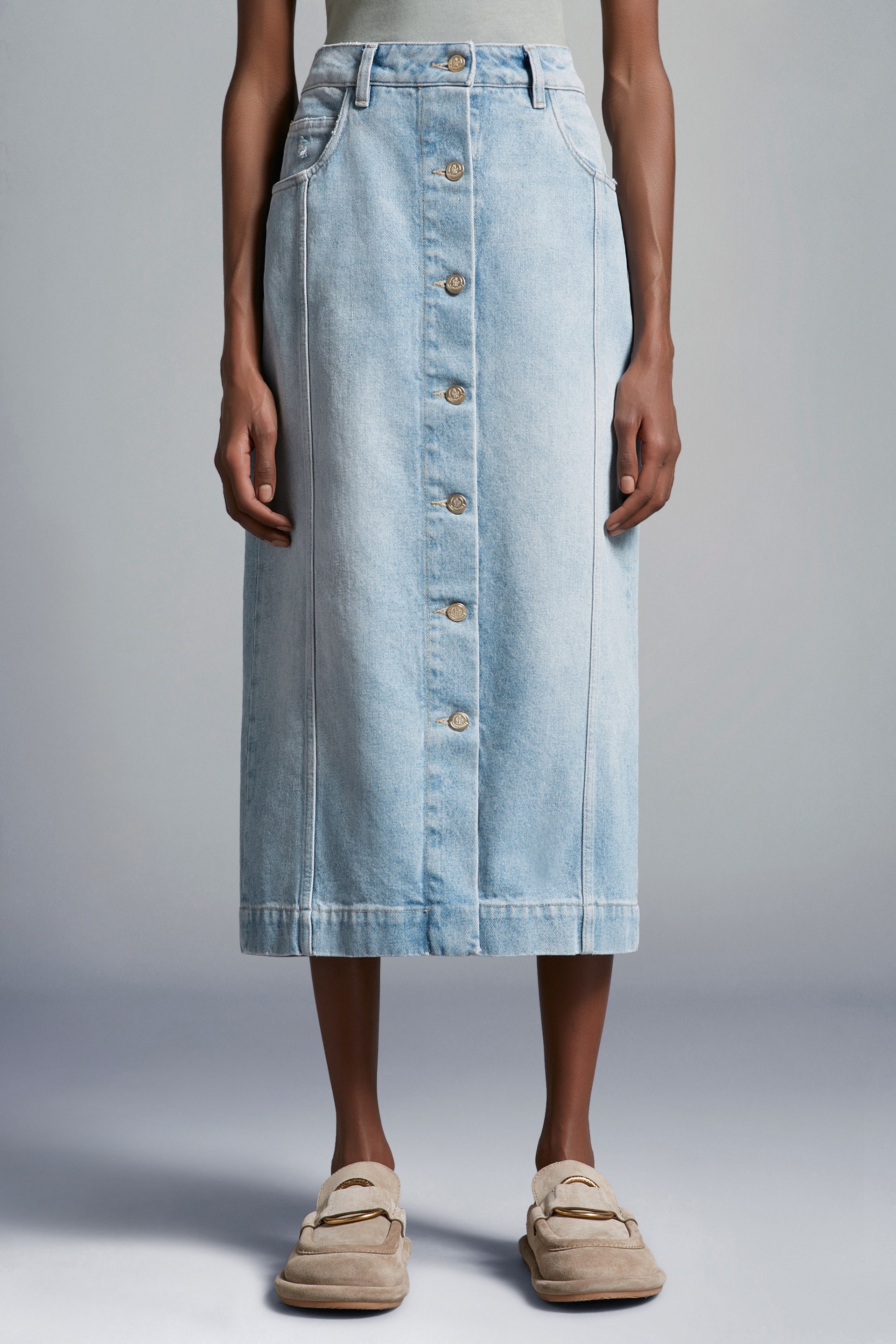 Denim Midi Skirt - 3