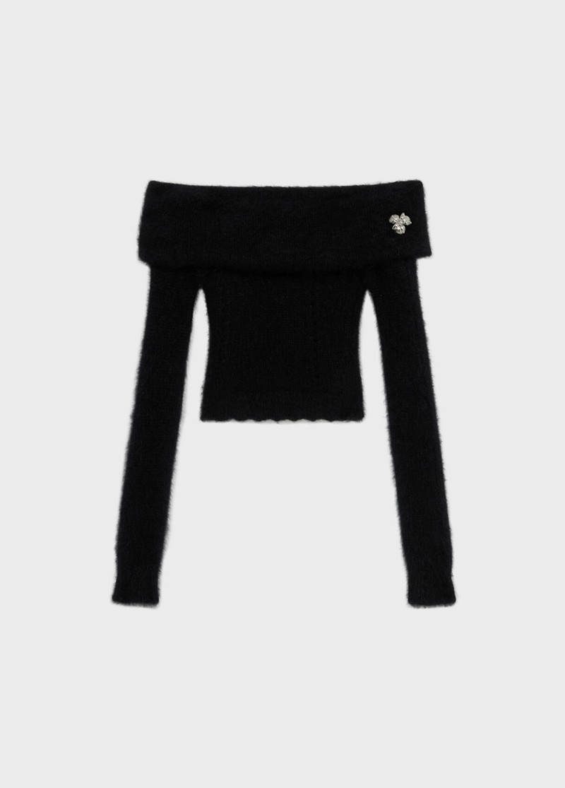 ANGORA SWEATER WITH METAL FLOWER 1