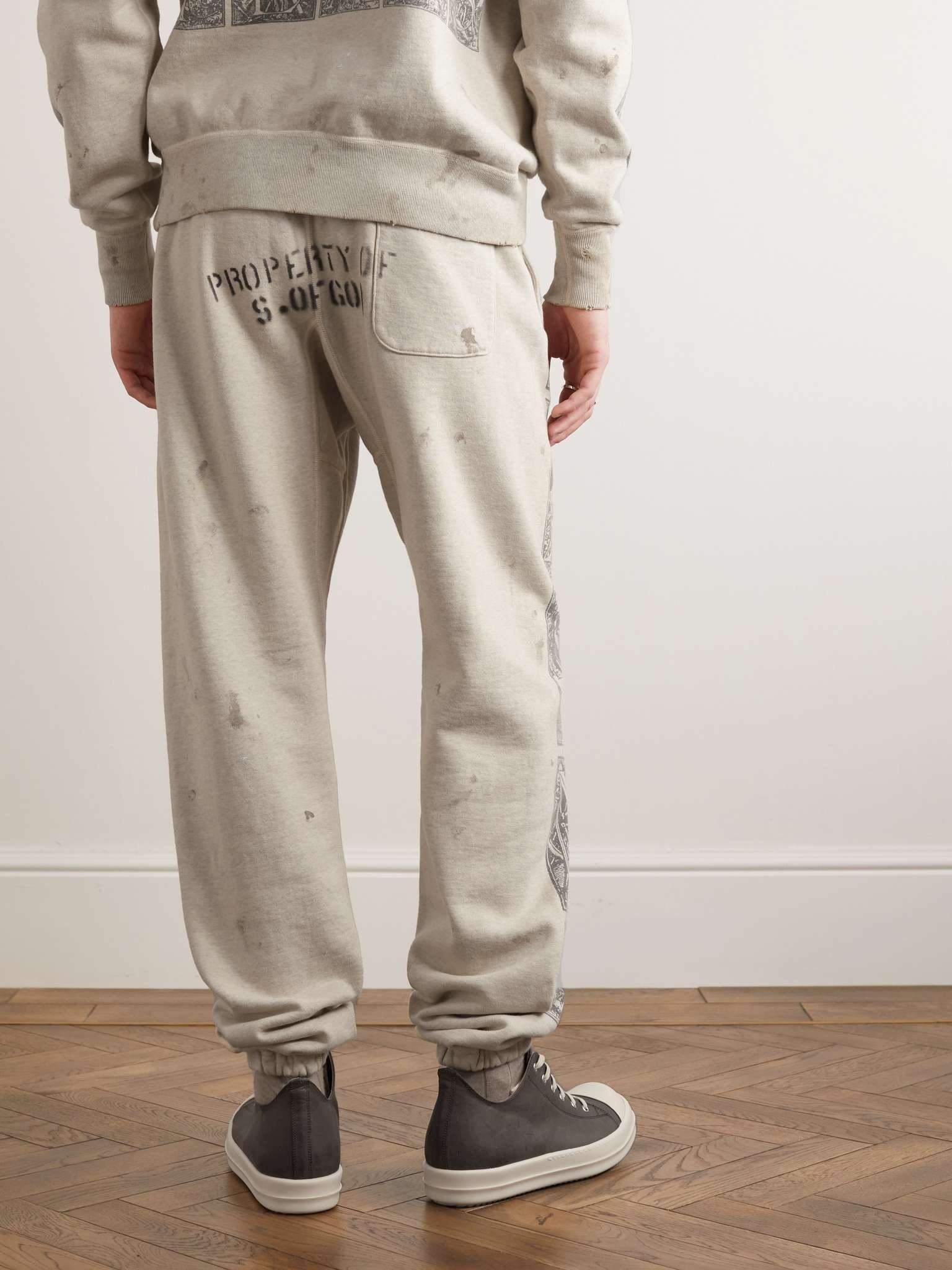 + Denim Tears Tapered Printed Distressed Cotton-Jersey Sweatpants - 4