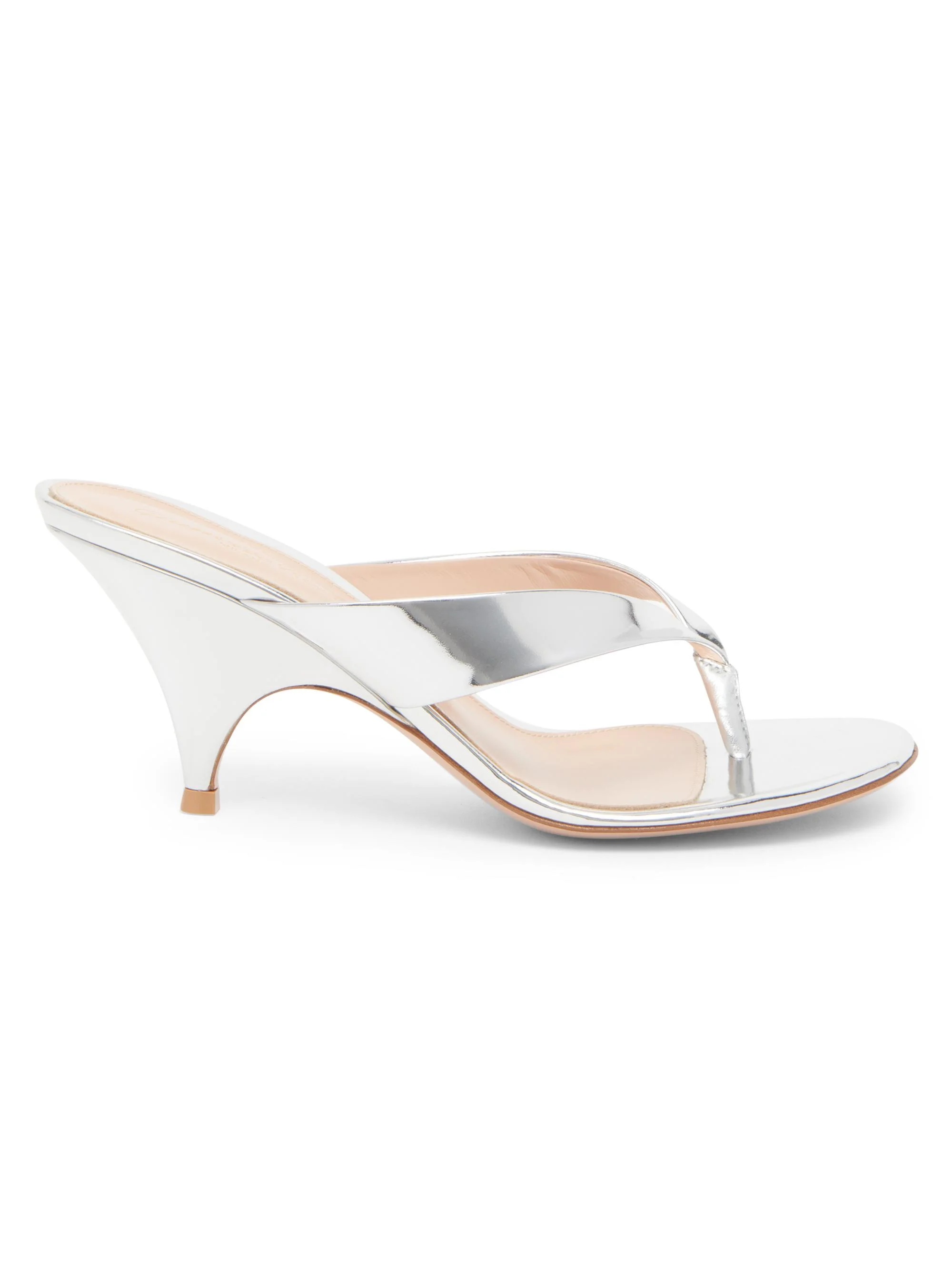 Women's 70MM Patent Leather Sandals - Silver - 1