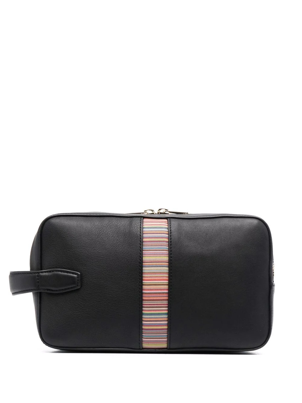 signature-stripe leather wash bag - 2