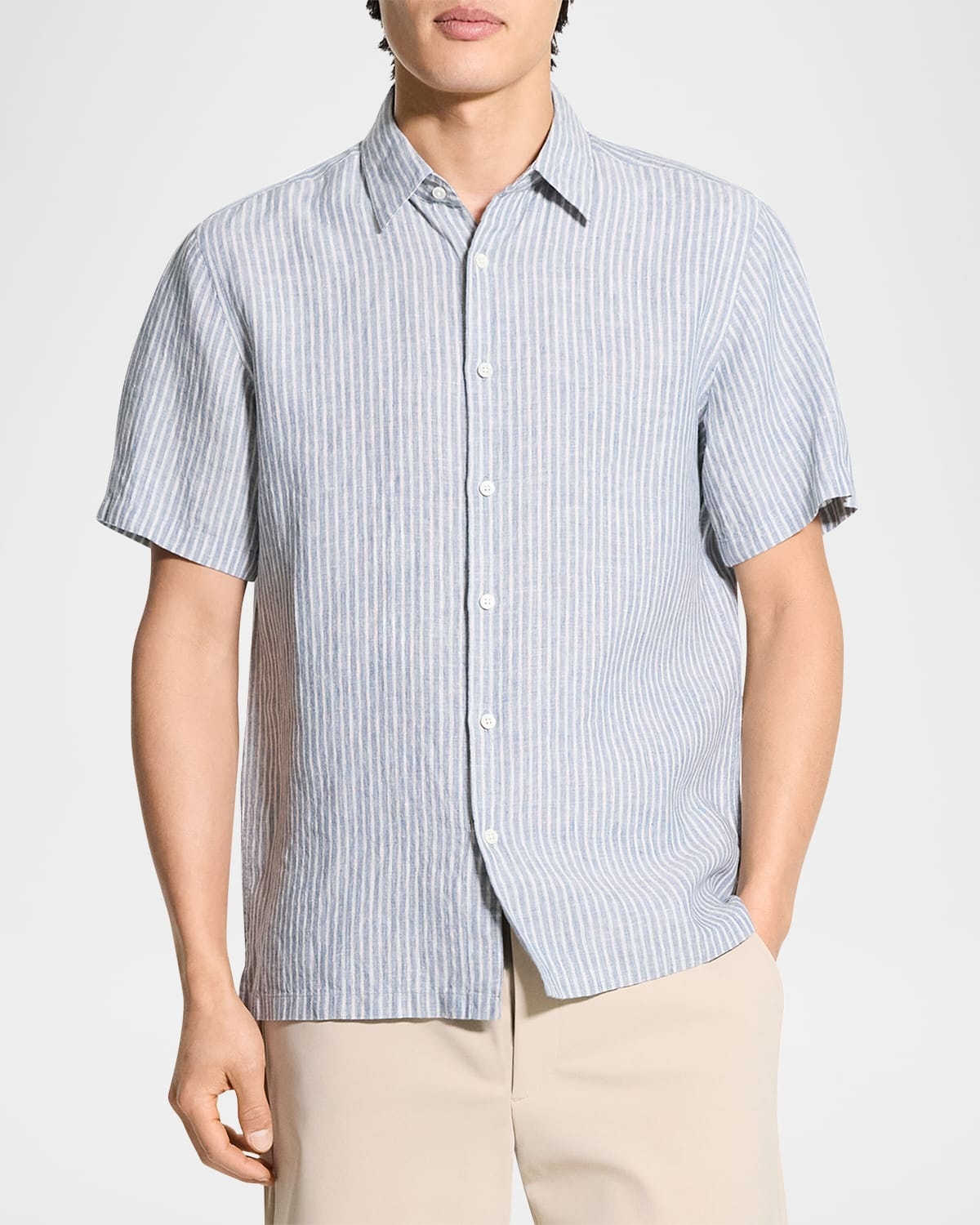 Men's Irving Linen Summer Stripe Short-Sleeve Shirt - 4