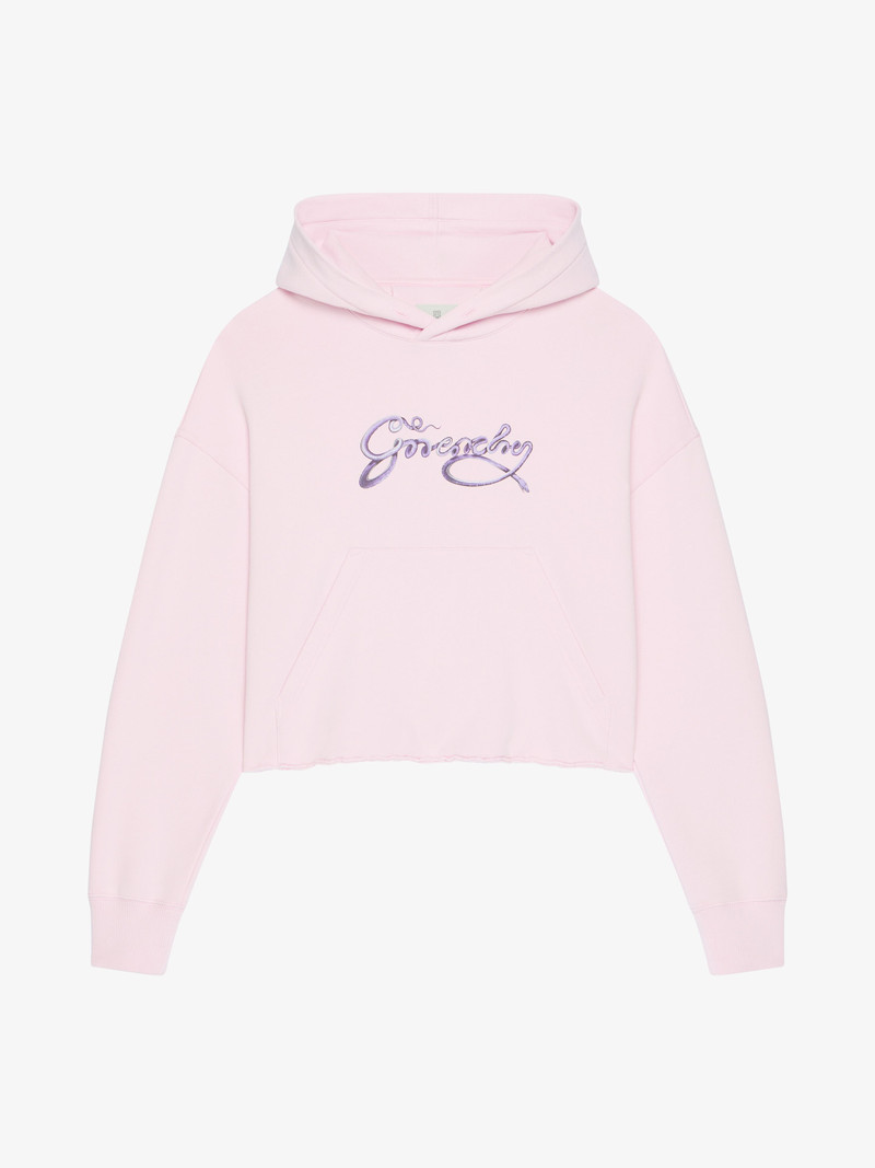 CROPPED HOODIE IN FLEECE WITH GIVENCHY SNAKE PRINT - 1