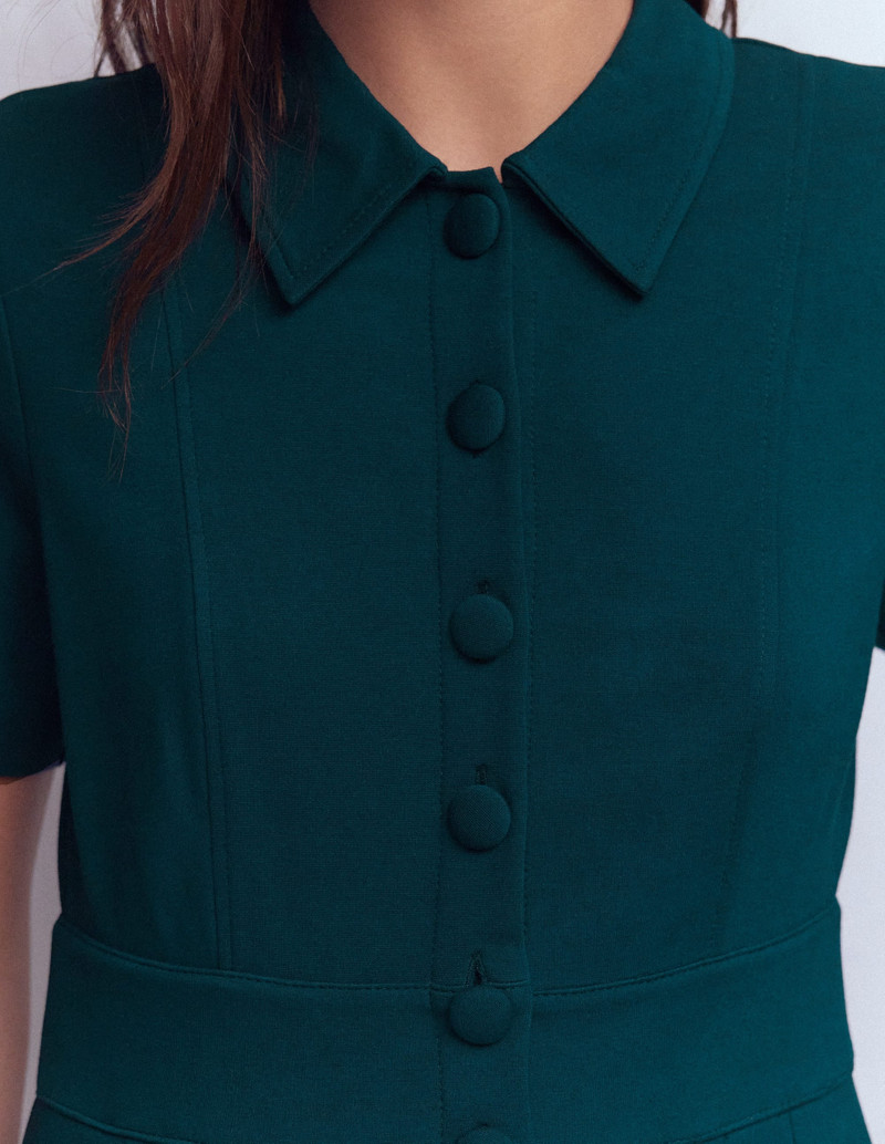 Bridget Ponte Short Dress-Midnight Teal 4