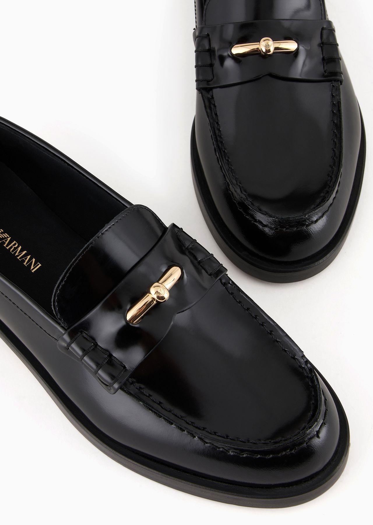 Polished leather loafers with stirrup bar - 9