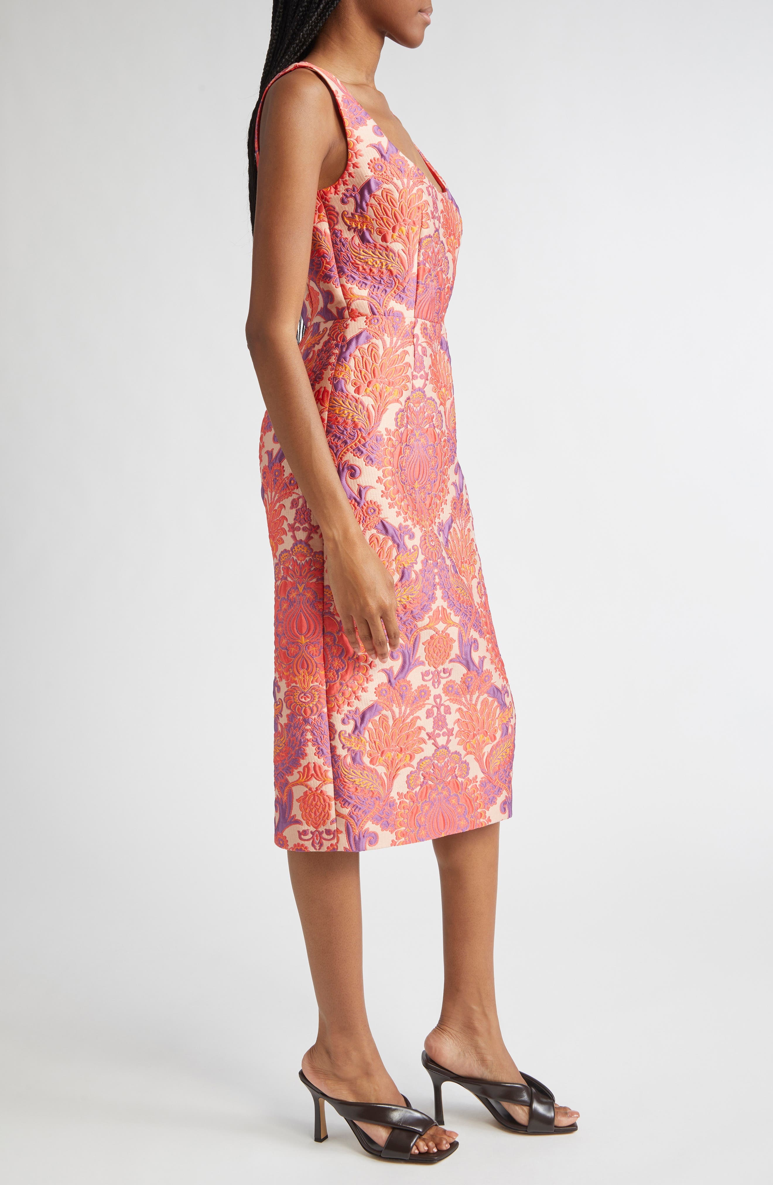 Etro Paisley Metallic Brocade Midi Dress in Var. Multicolor F.do Bianco at Nordstrom - 3