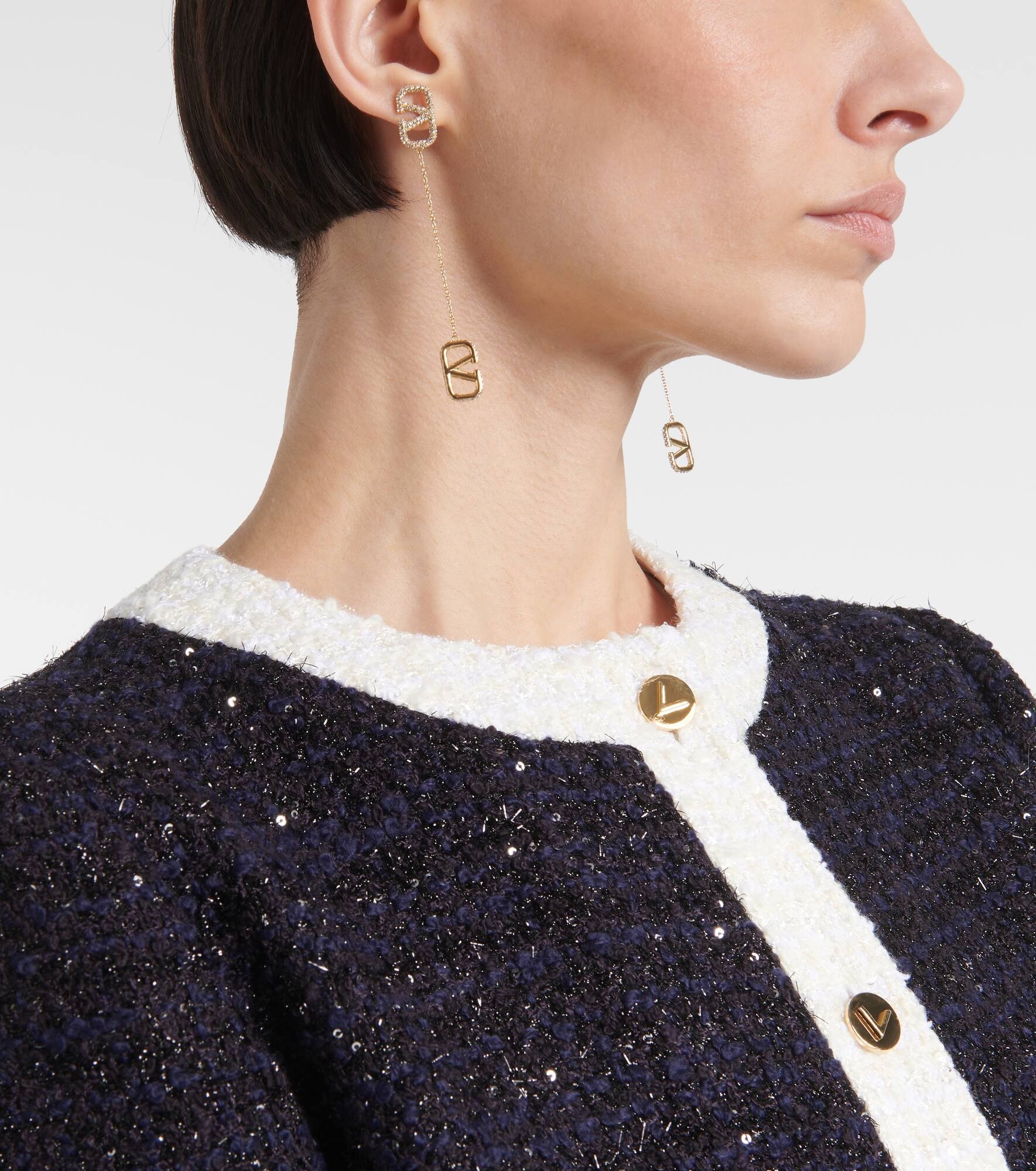 VLogo Signature crystal-embellished drop earrings - 3