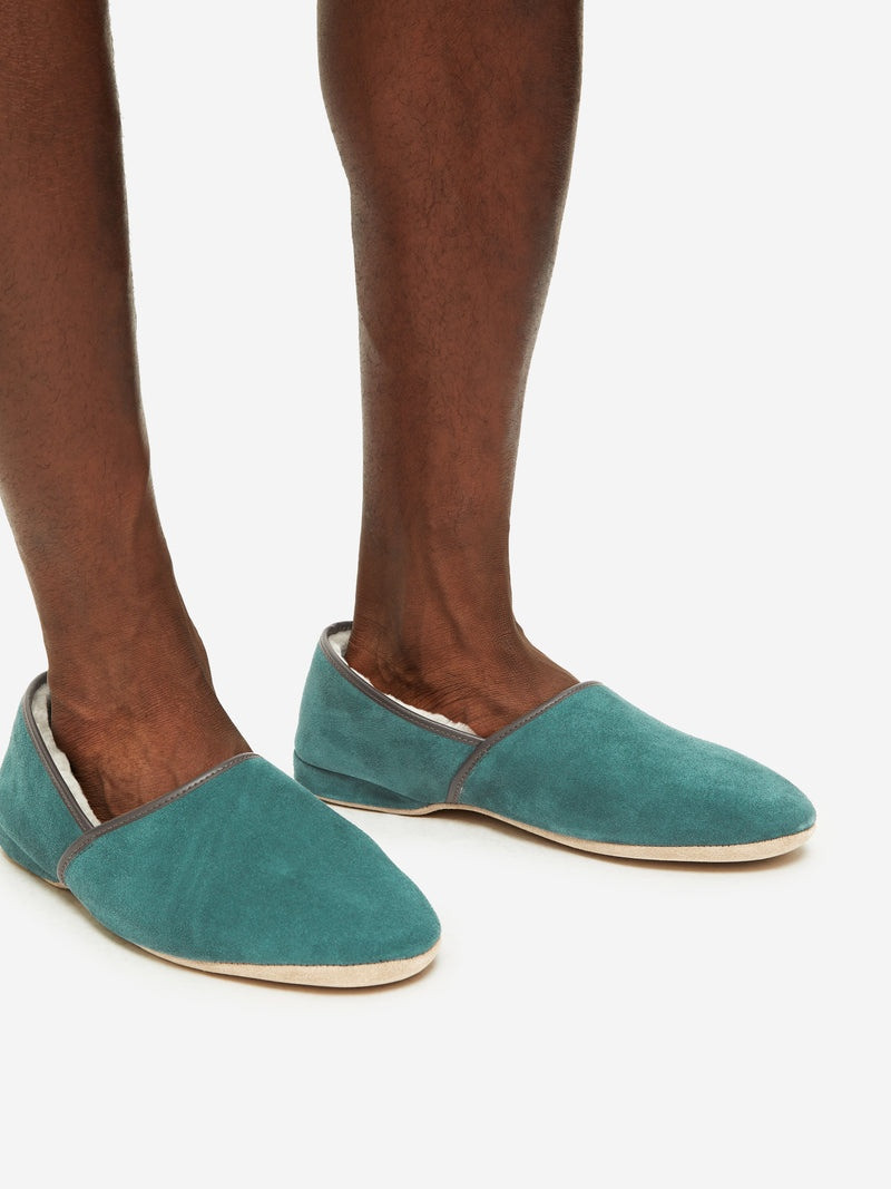 Men's Slippers Crawford Suede Sheepskin Emerald 7