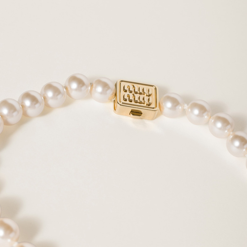 Miu Miu Metal necklace with synthetic pearls outlook