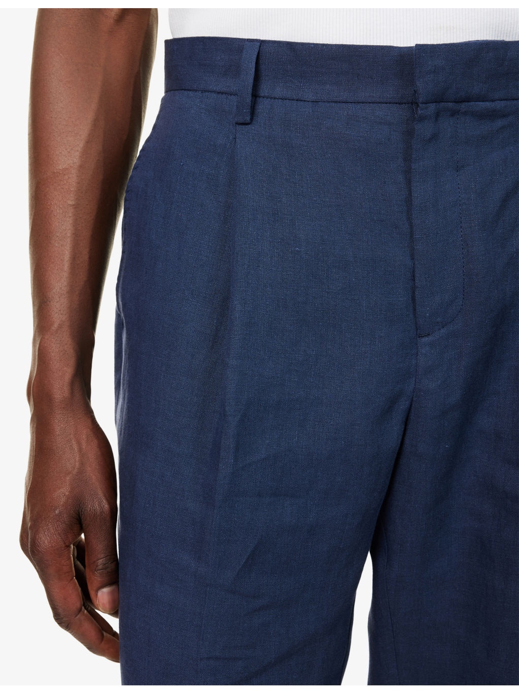 Pleated Tailored Linen Trousers - 5