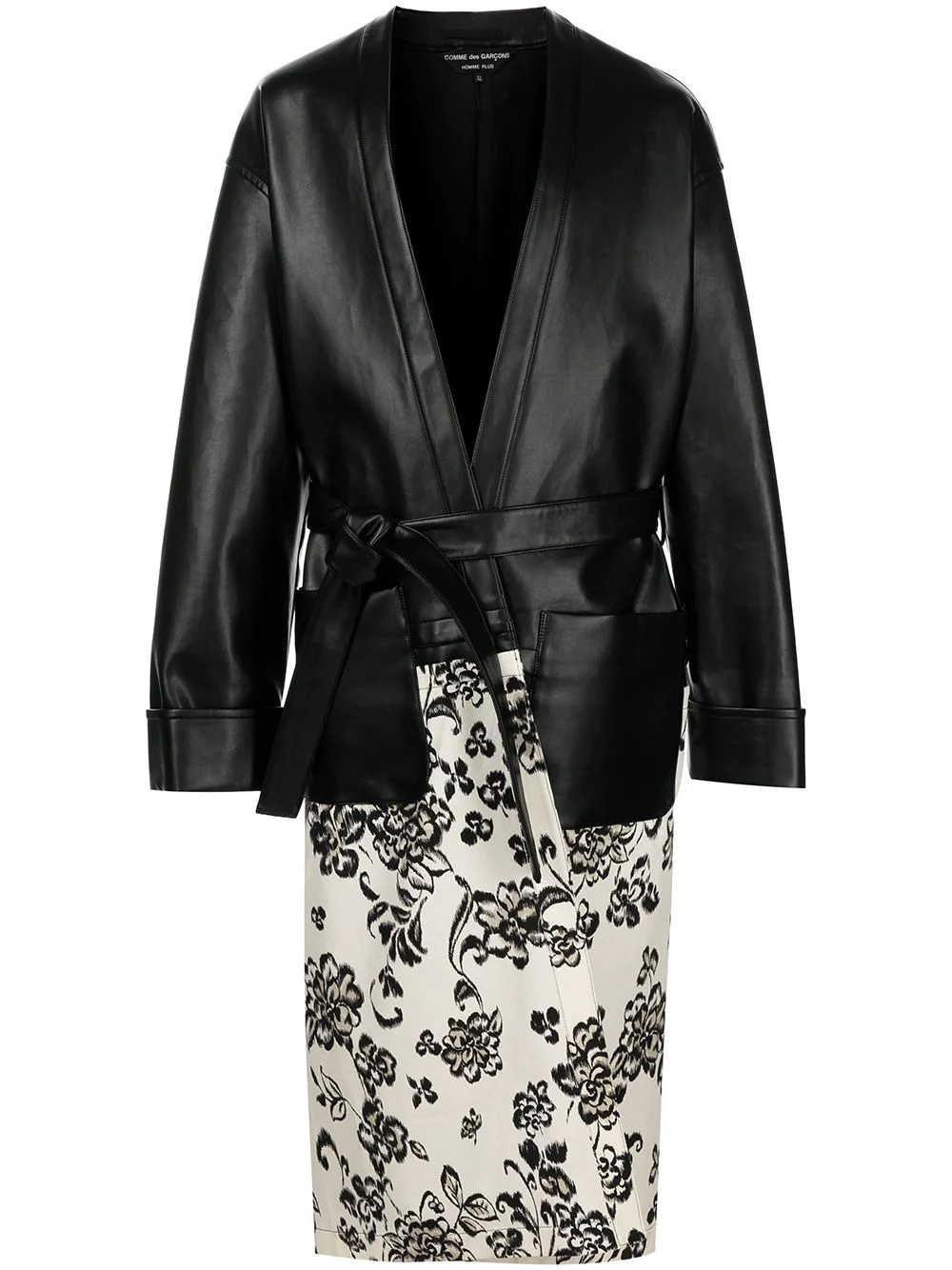 cropped faux leather robe - 1