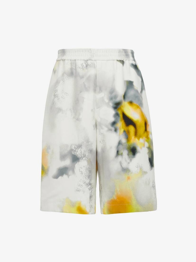Men's Obscured Flower Shorts in White/yellow 1