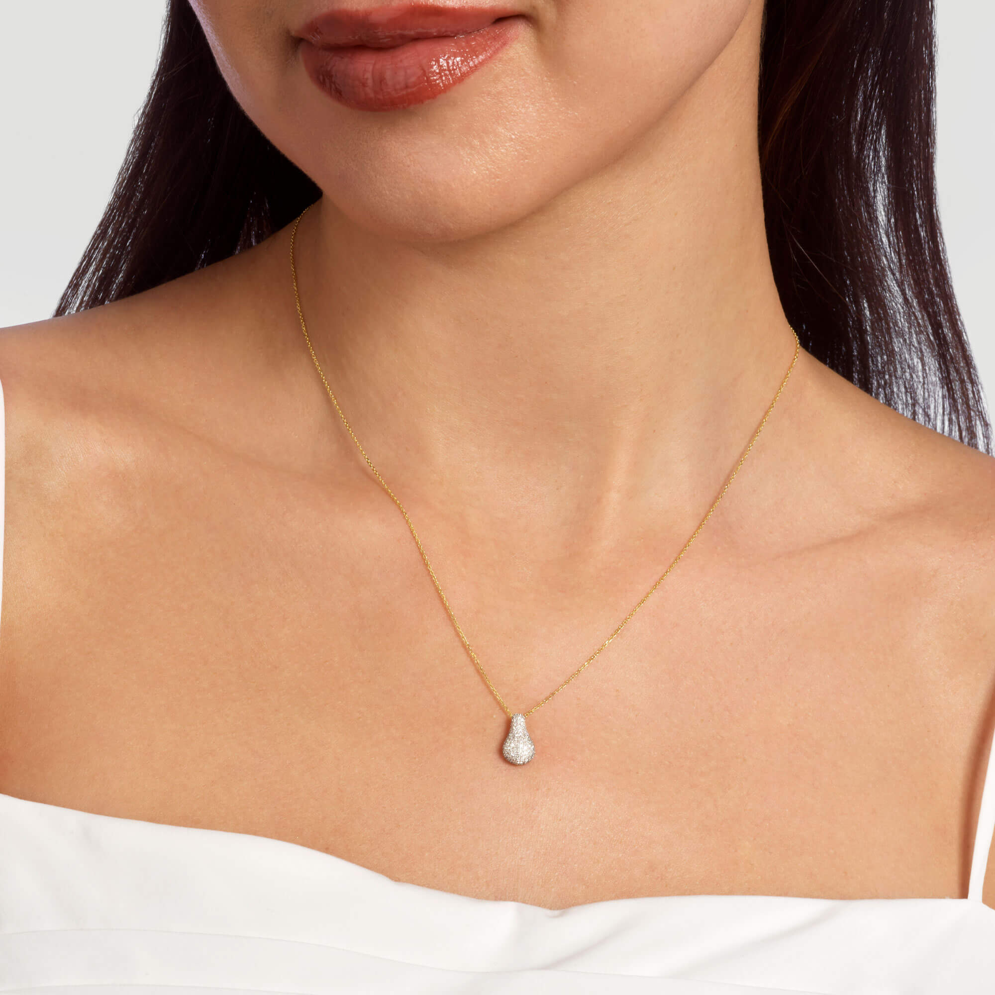 Pave Diamond Droplet Necklace - 2