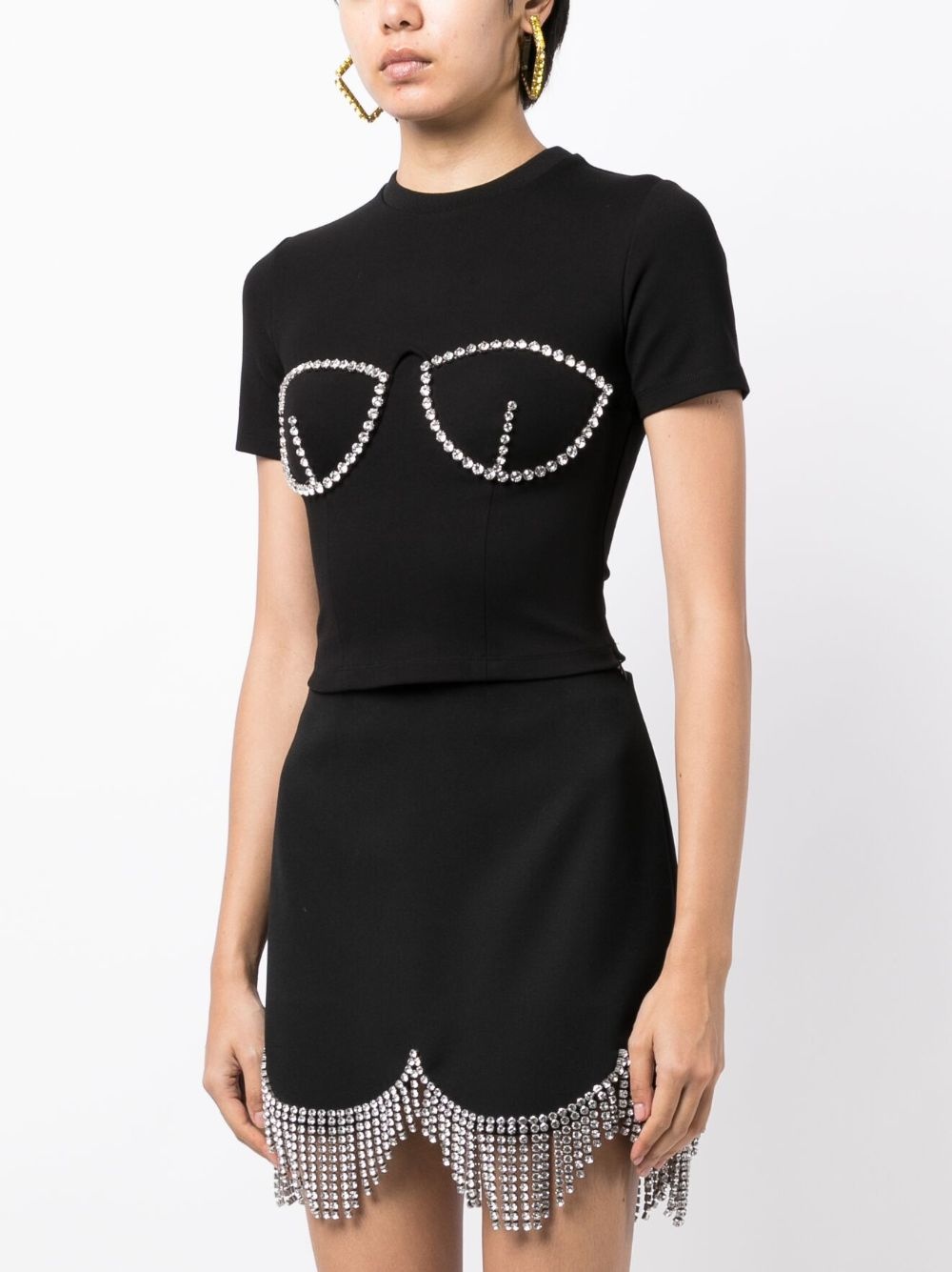 bustier-style crystal-embellished T-shirt - 3