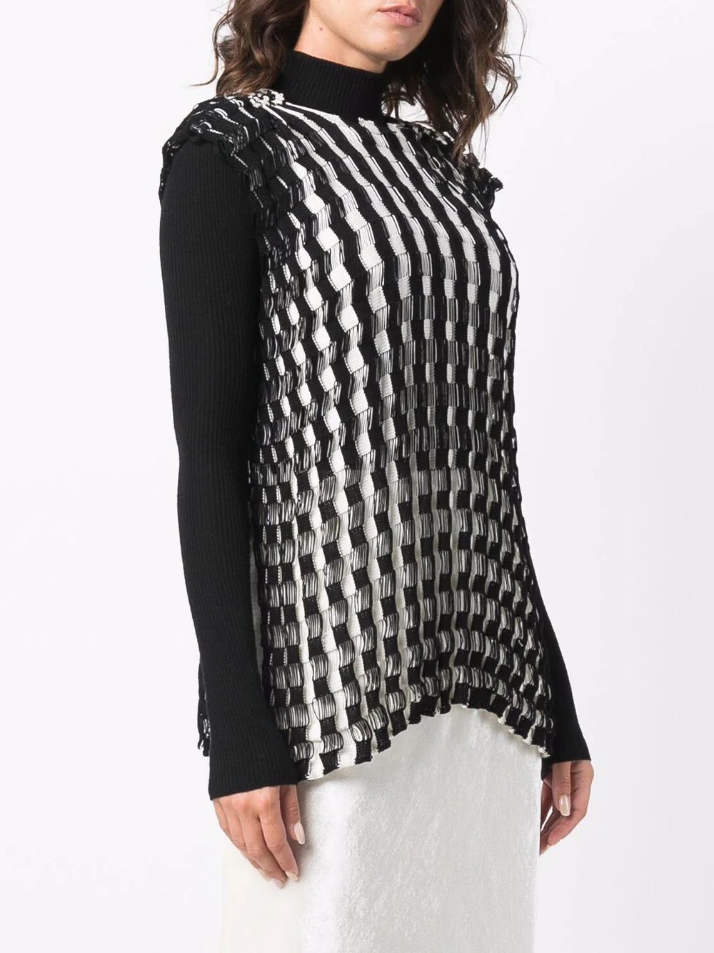 woven-design jumper - 3