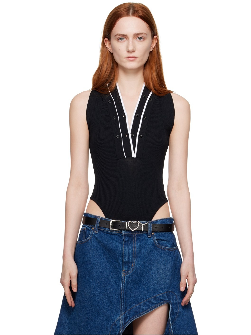 Black Triple Neck Bodysuit - 1
