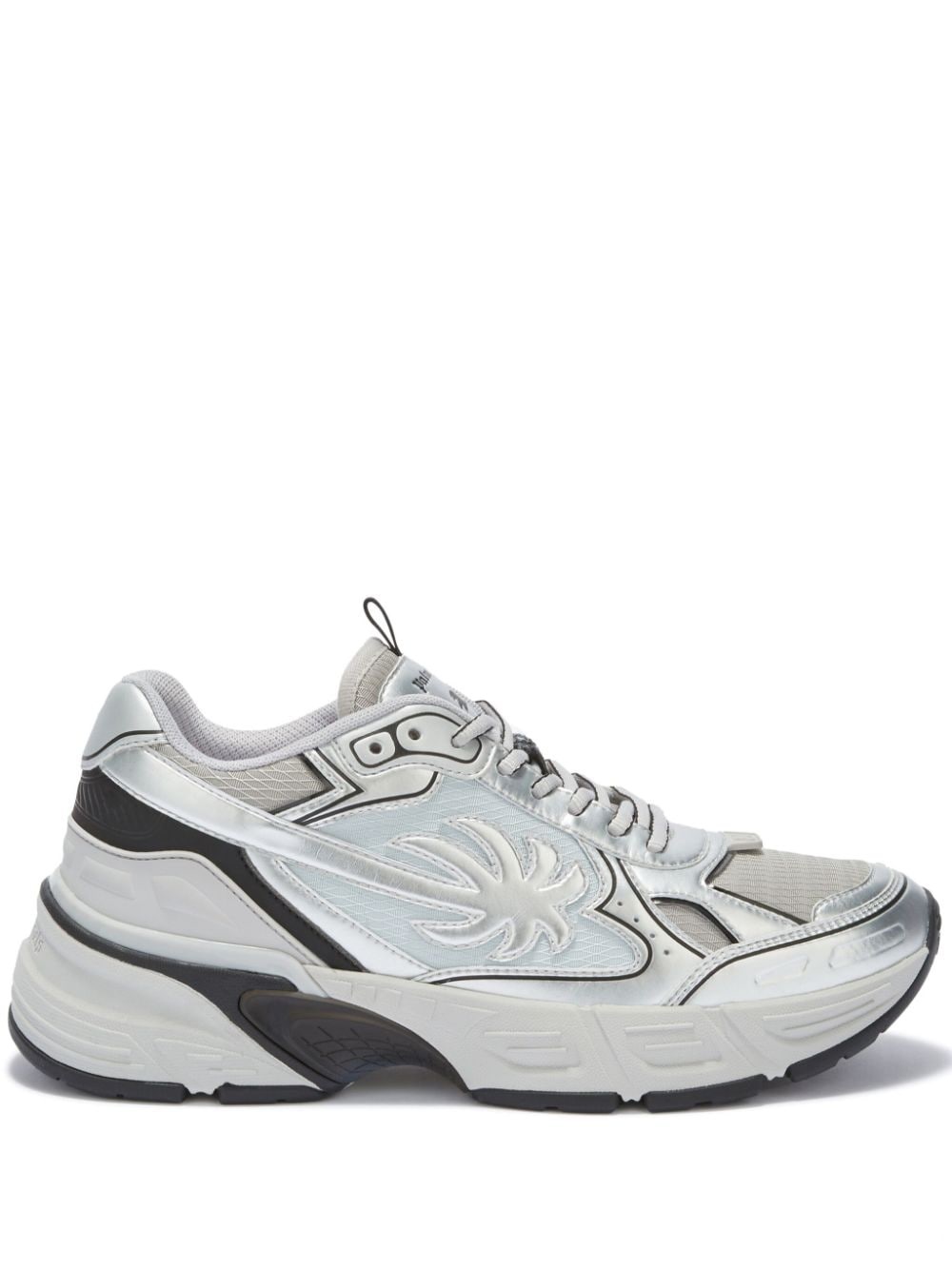 metallic-effect panelled sneakers - 1