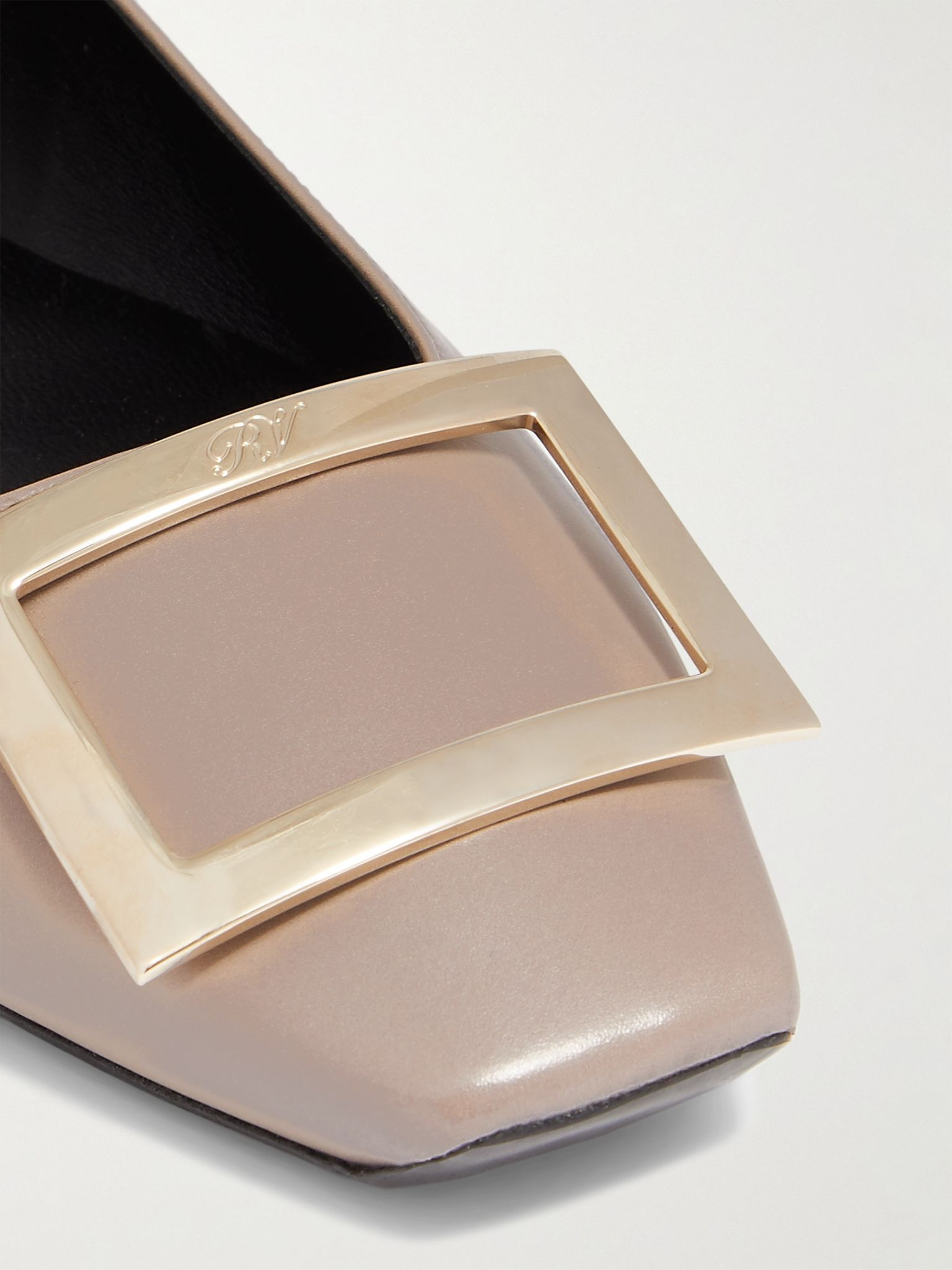 Quadrata Trompette embellished leather ballet flats Taupe - 4