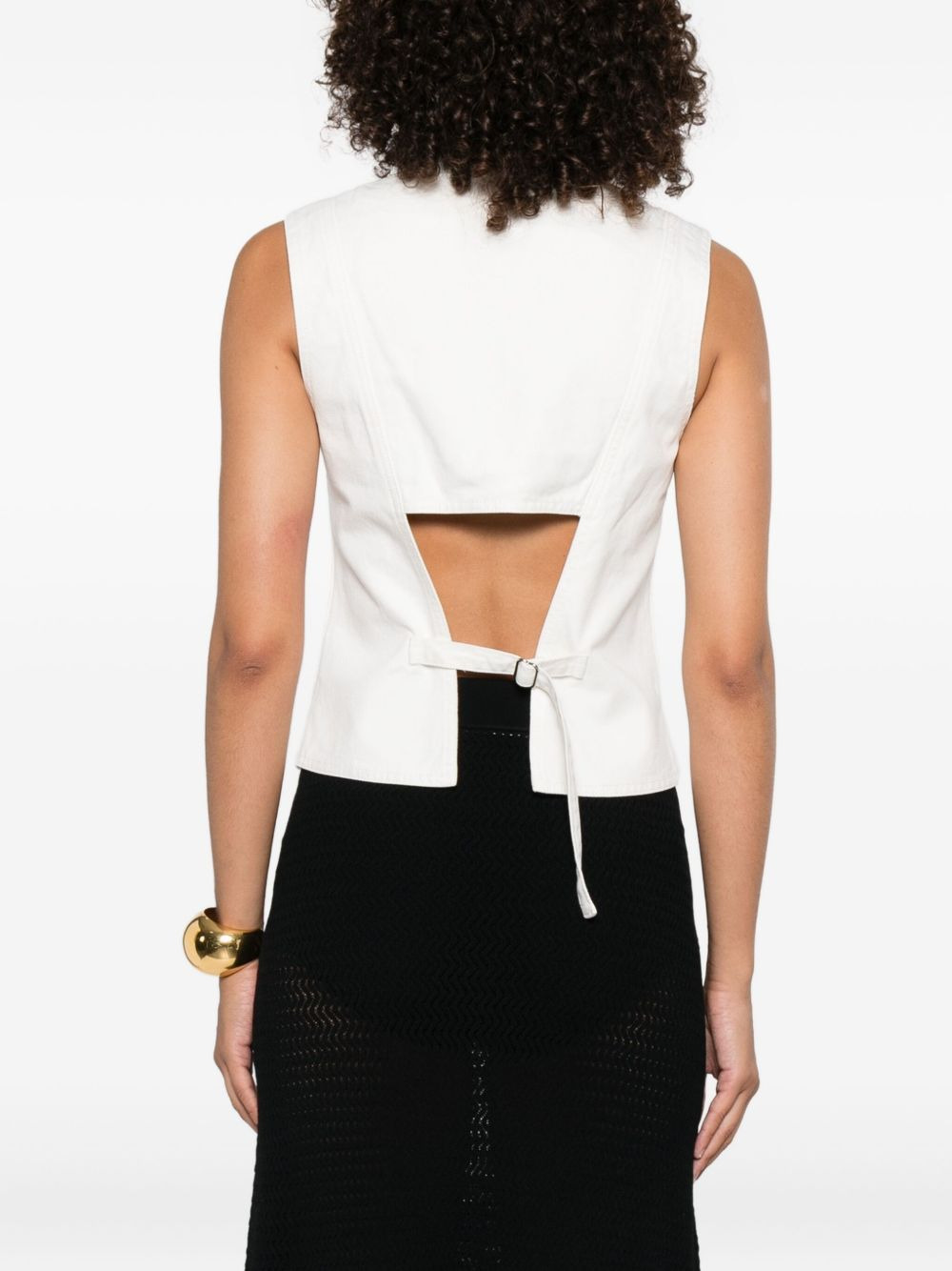 button-fastening sleeveless vest - 4