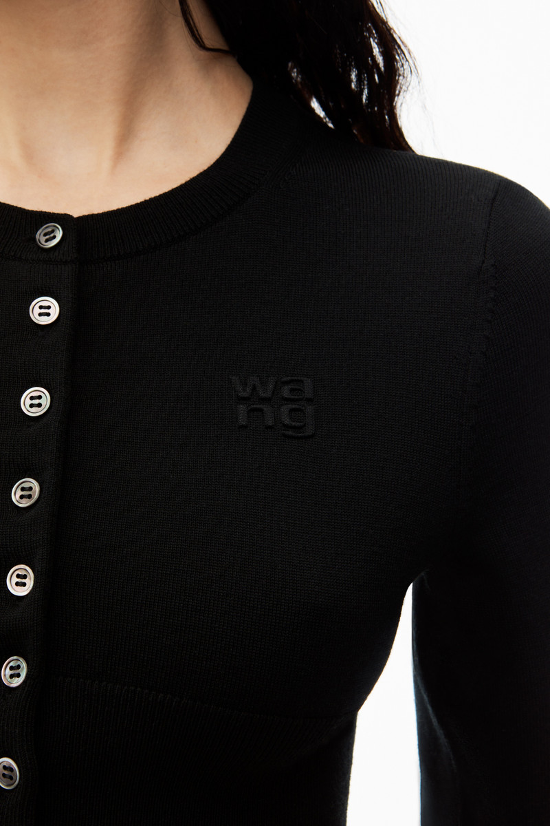 Logo-Embossed Shrunken Cardigan in Superfine Merino Wool 5