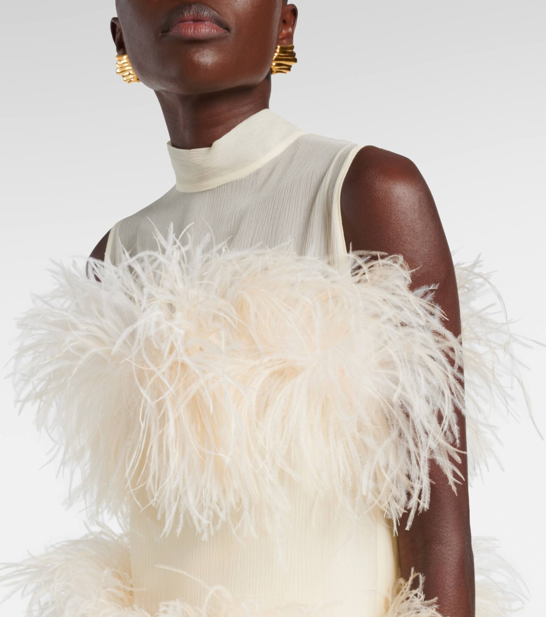 Divine feather-trimmed chiffon minidress - 4
