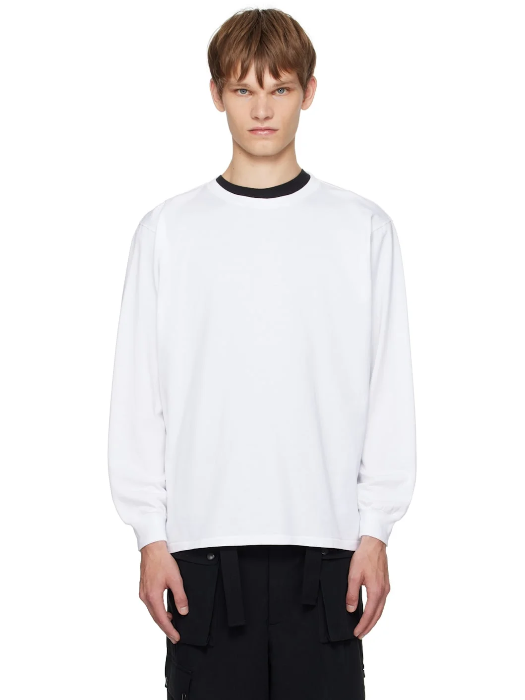 White Luster Plaiting L/S T-shirt - 1