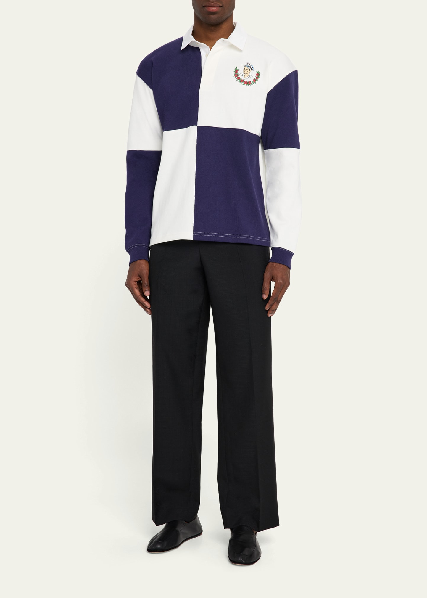Men's Square Colorblock Grandfather Rugby Shirt - 2