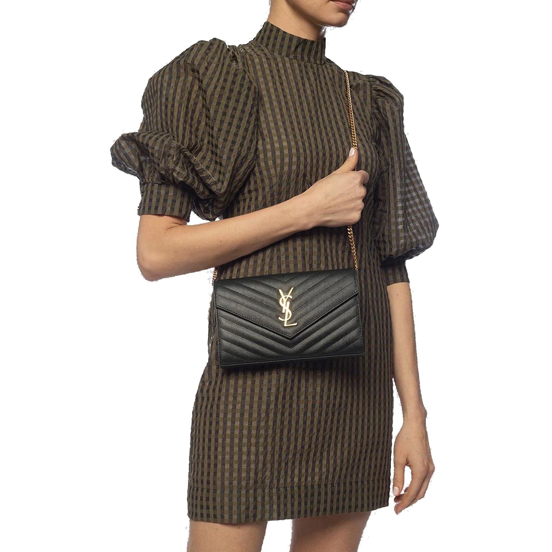 Classic Cassandre Monogram Chain Wallet in Grain de Poudre - 6