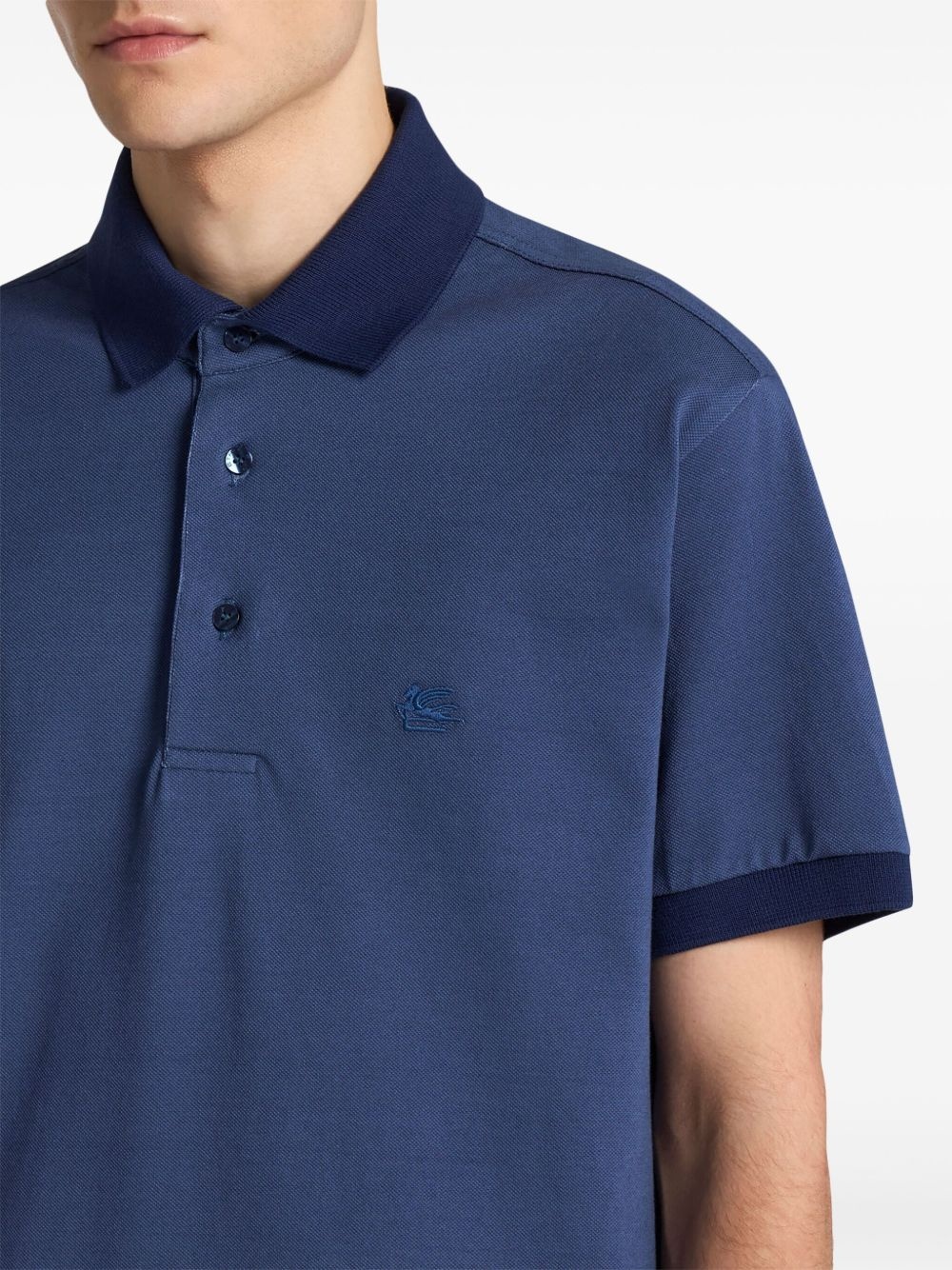 paisley-trim polo shirt - 4