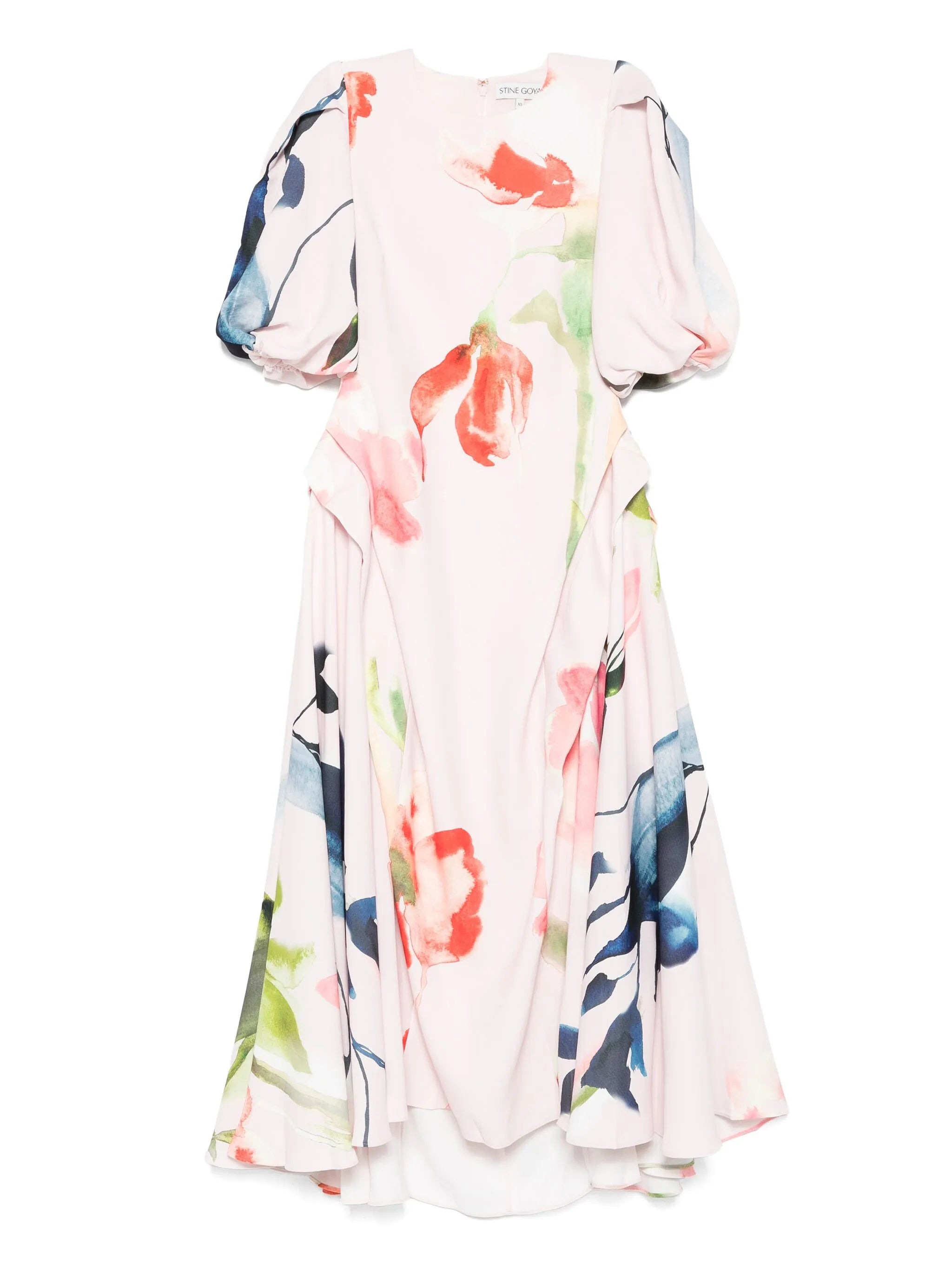 Stine Goya Puff-sleeve Floral-print Midi Dress - 1