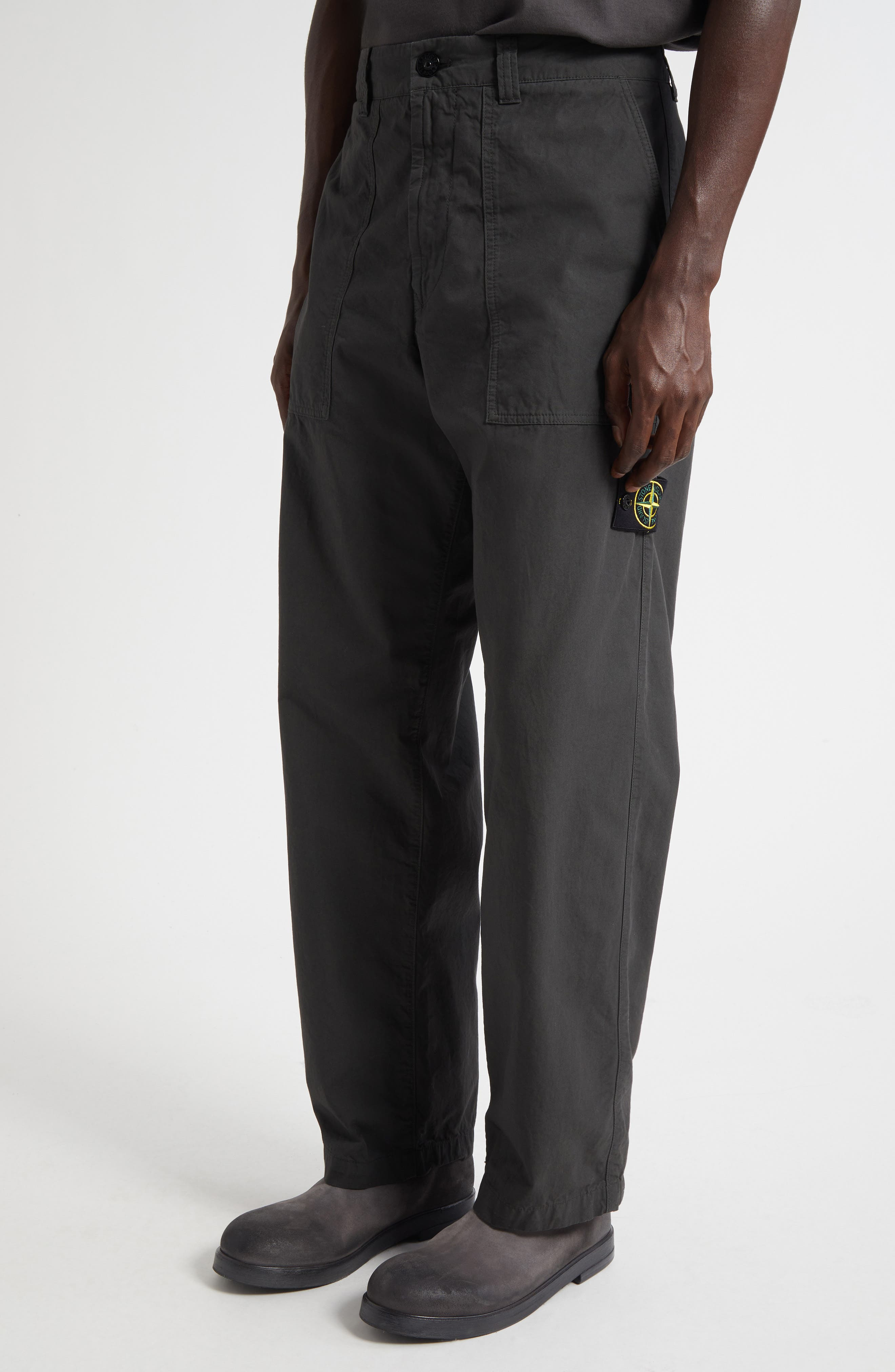 Stone Island Cotton Twill Trousers in Lead Grey at Nordstrom - 5