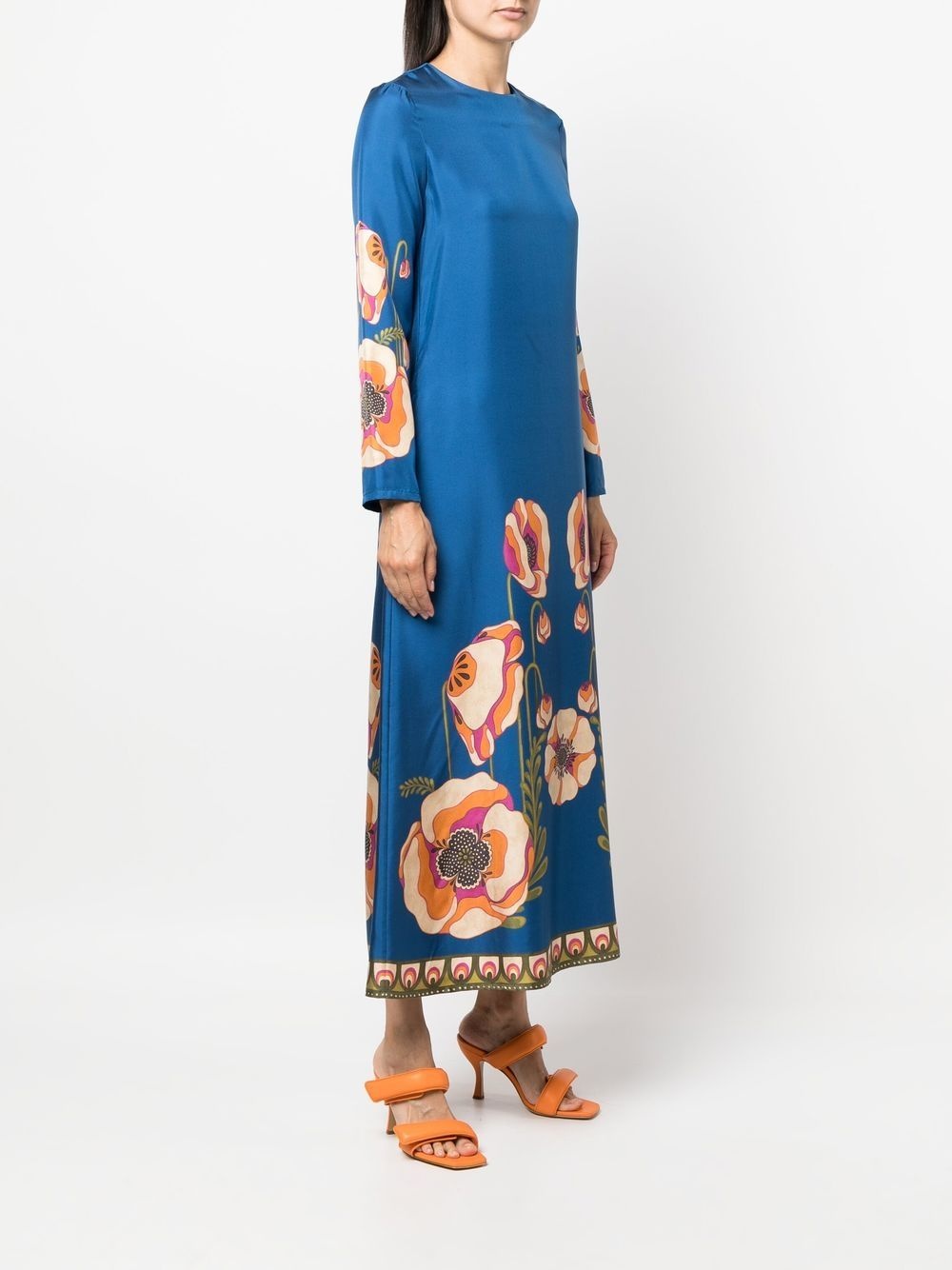 floral-print long-sleeved dress - 3