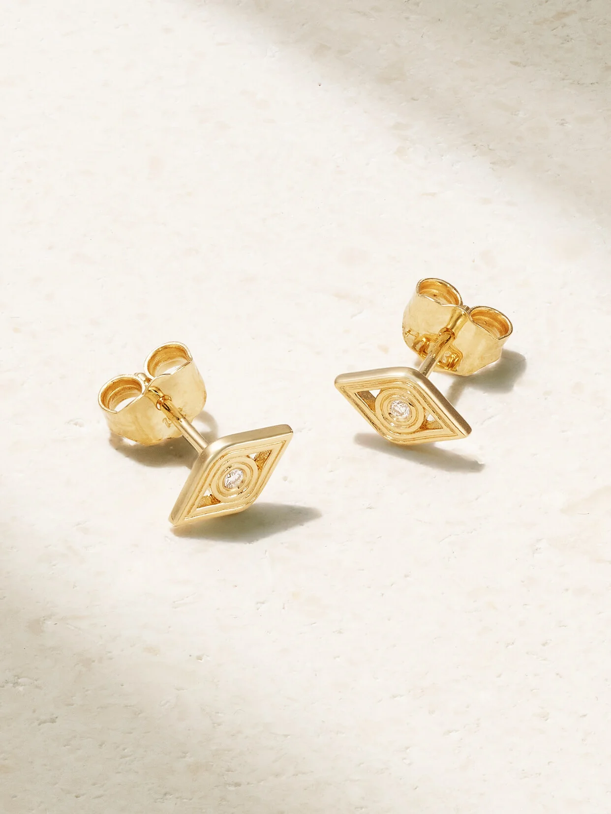 Fluted Evil Eye 14-karat Gold Diamond Earrings - 1